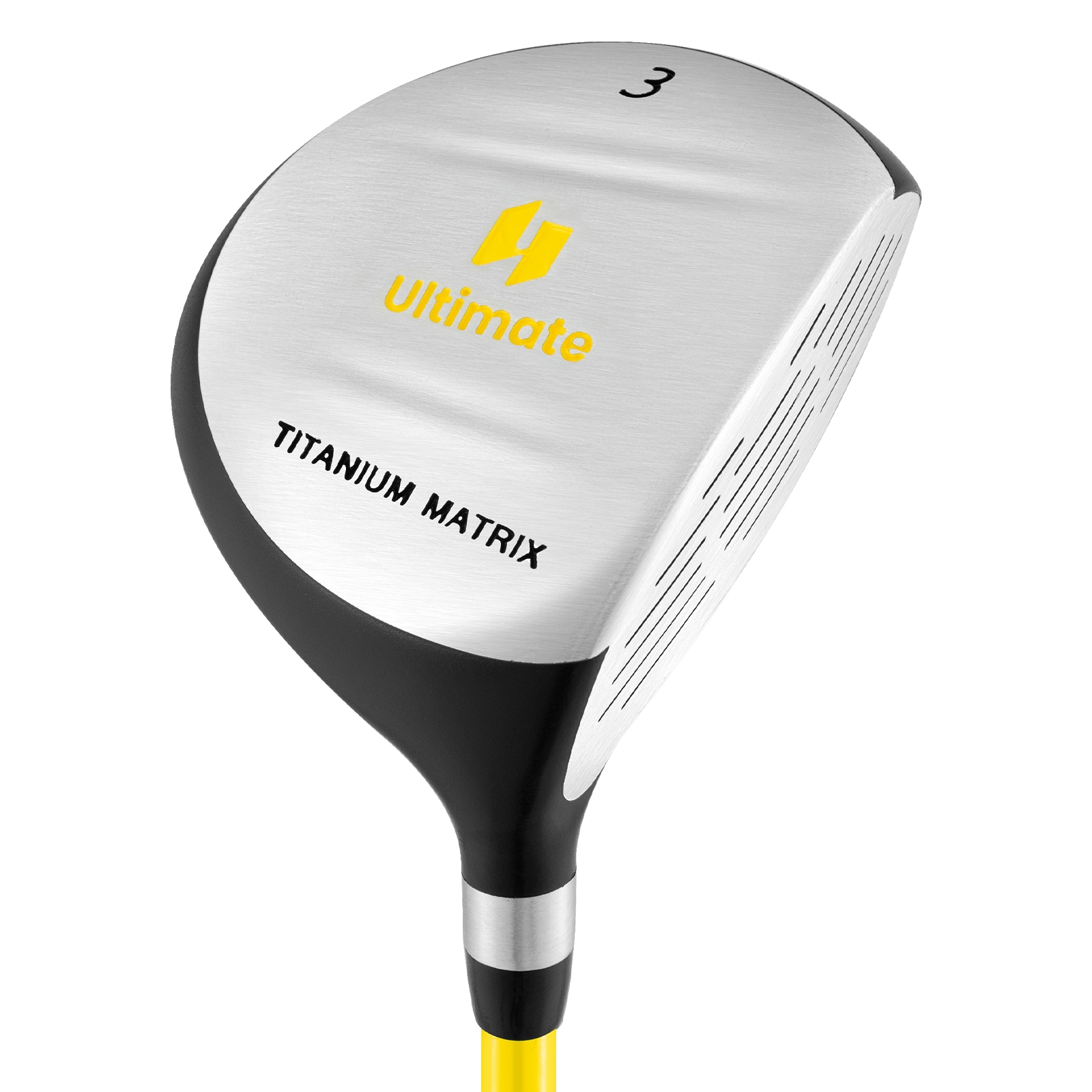 Lastele mõeldud klaasfiibrist varrega Golf #3 Fairway puu-golfikepp koos kattedisainiga (pikkus 86,4 cm, 15 kraadi), kollane