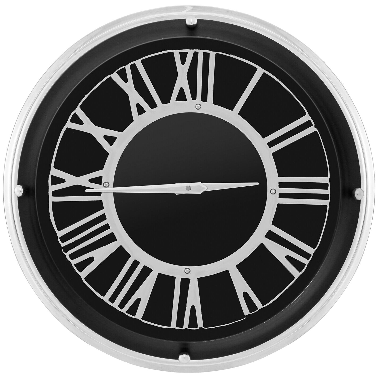 13,5/44,5 cm hiljainen seinäkello hopeisella kehyksellä - L