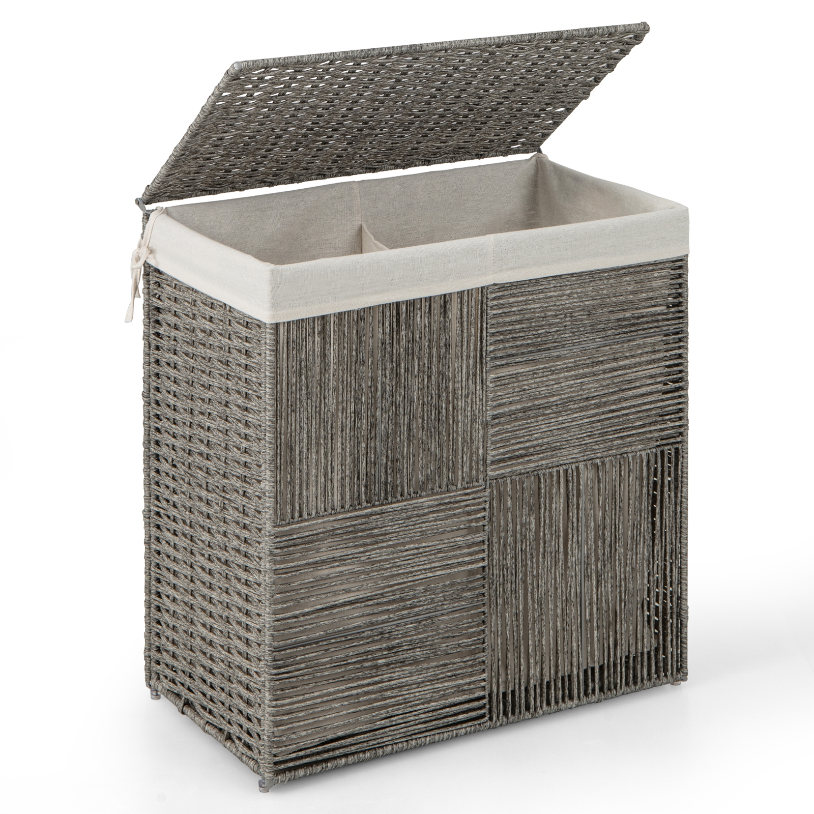 Mugavate käepidemete ja eemaldatava sisekotiga mahukas pesukorv ning pesukast (maht u 110L/109 8 l) (57 x 33 x 62 cm)