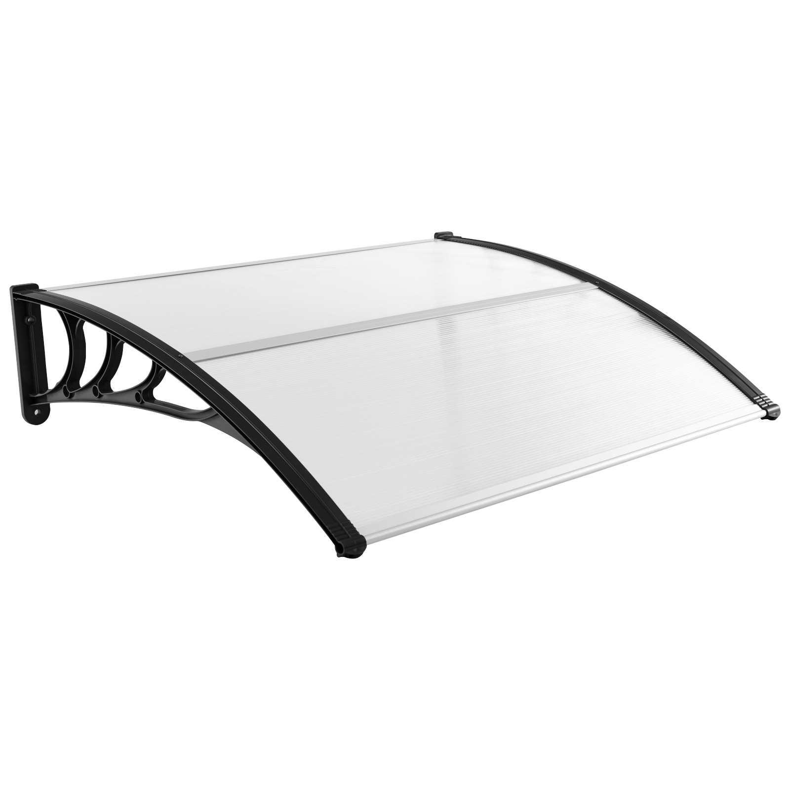 122 cm x 102 cm ulko-oven ikkunan markiisiovikatos ulkopuolelta - musta