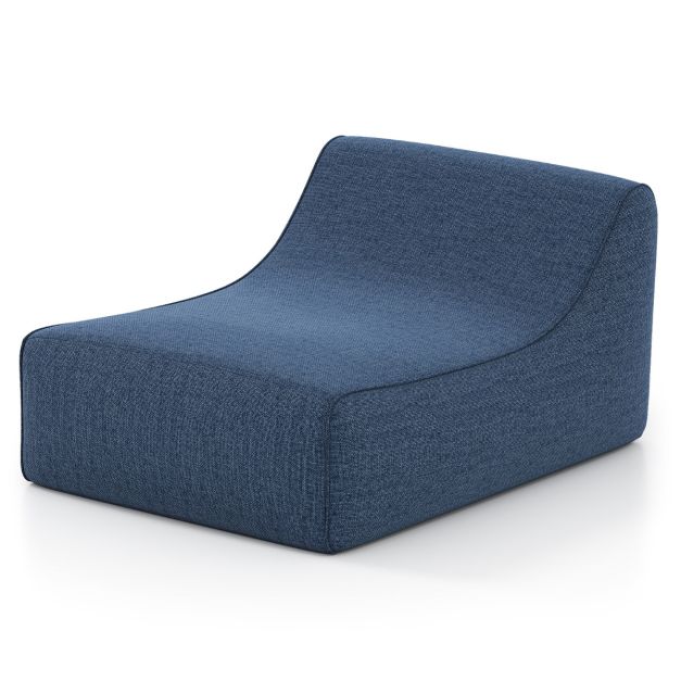 Ergonominen leposohva irrotettavalla päällisellä ja liukumattomalla pohjalla, L-muotoinen puhallettava nojatuoli olohuoneeseen, sininen