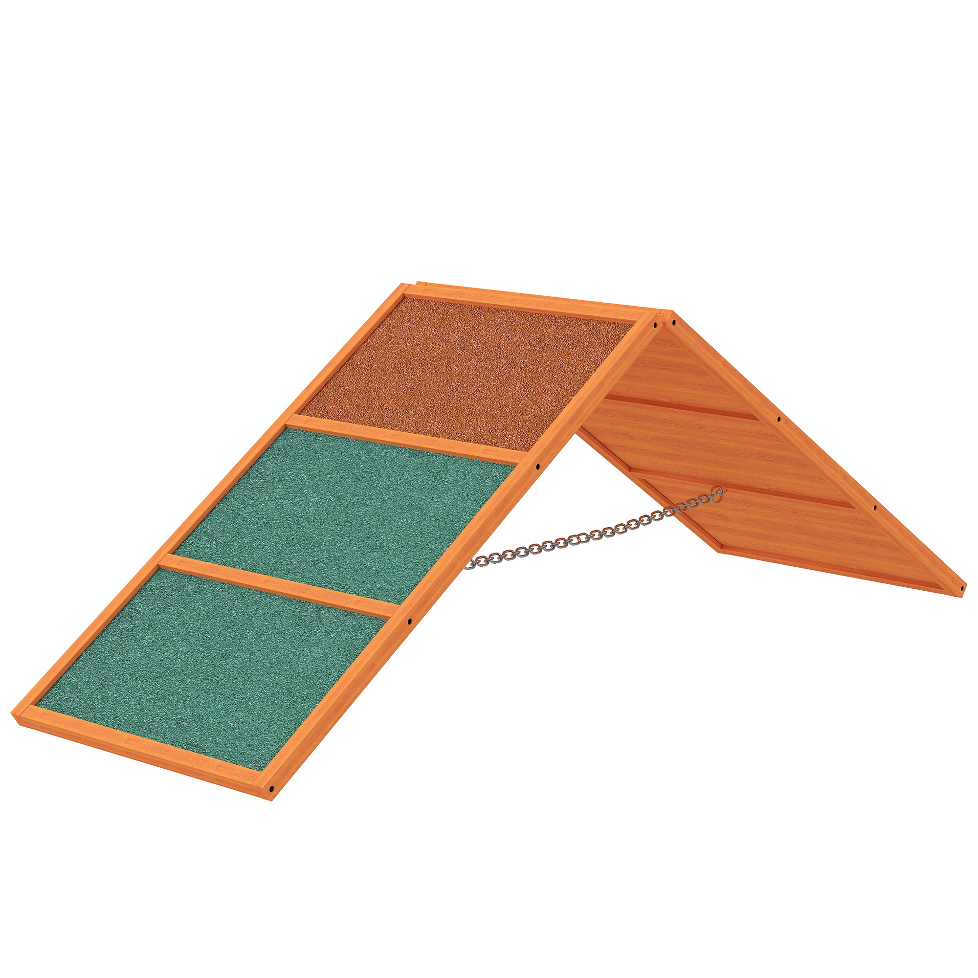 Agility-koiraramppi, kokoontaitettava, säädettävä korkeus, liukumaton, kuusipuuta, jopa 40 kg, 173 x 59 x 66 cm, oranssi/vihreä