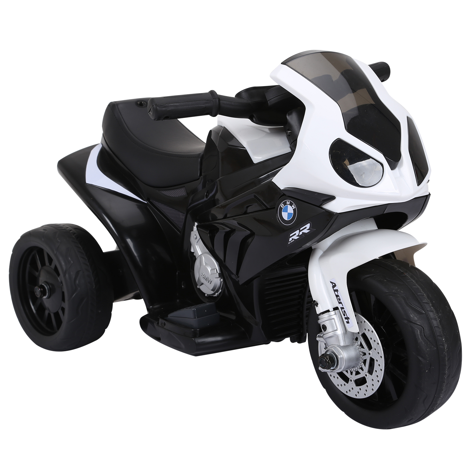 BMW S1000RR sähkömoottoripyörä lapsille musiikilla, ajovaloilla, lasten sähkömoottoripyörä 18-36 kuukaudelle, musta