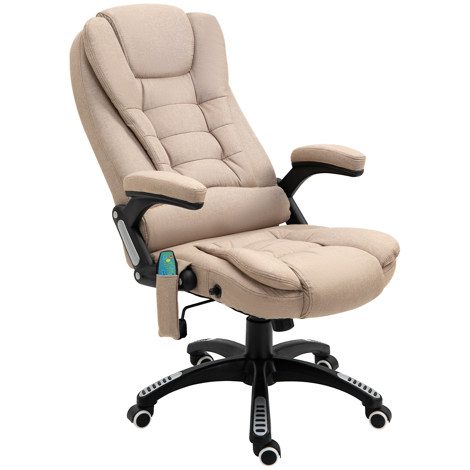 Hierontatuoli lämmitystoiminnolla, ergonominen työtuoli, korkeussäädettävä, 68 x 72 x 110-120 cm, ruskea