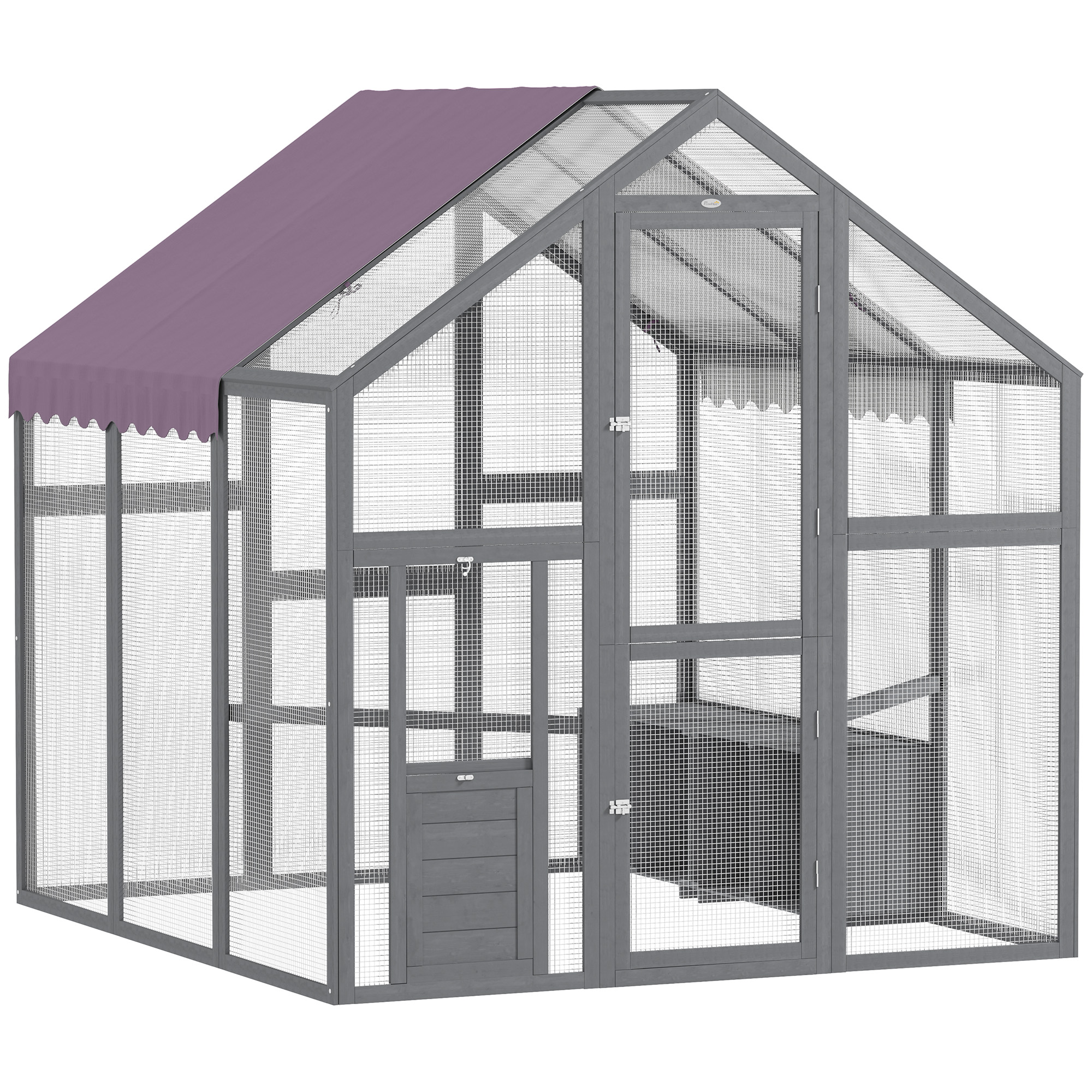 Kanatarha, kanala vedenpitävällä katolla, 2 pesäpönttöä, 2 orrta, 6-8 kanalle, n. 1,7 x 1,8 x 1,8 m