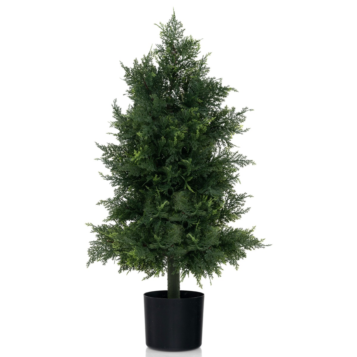 Keinotekoinen setripuun topiary-puu muovisella taimiruukulla kuistille ja toimistoon