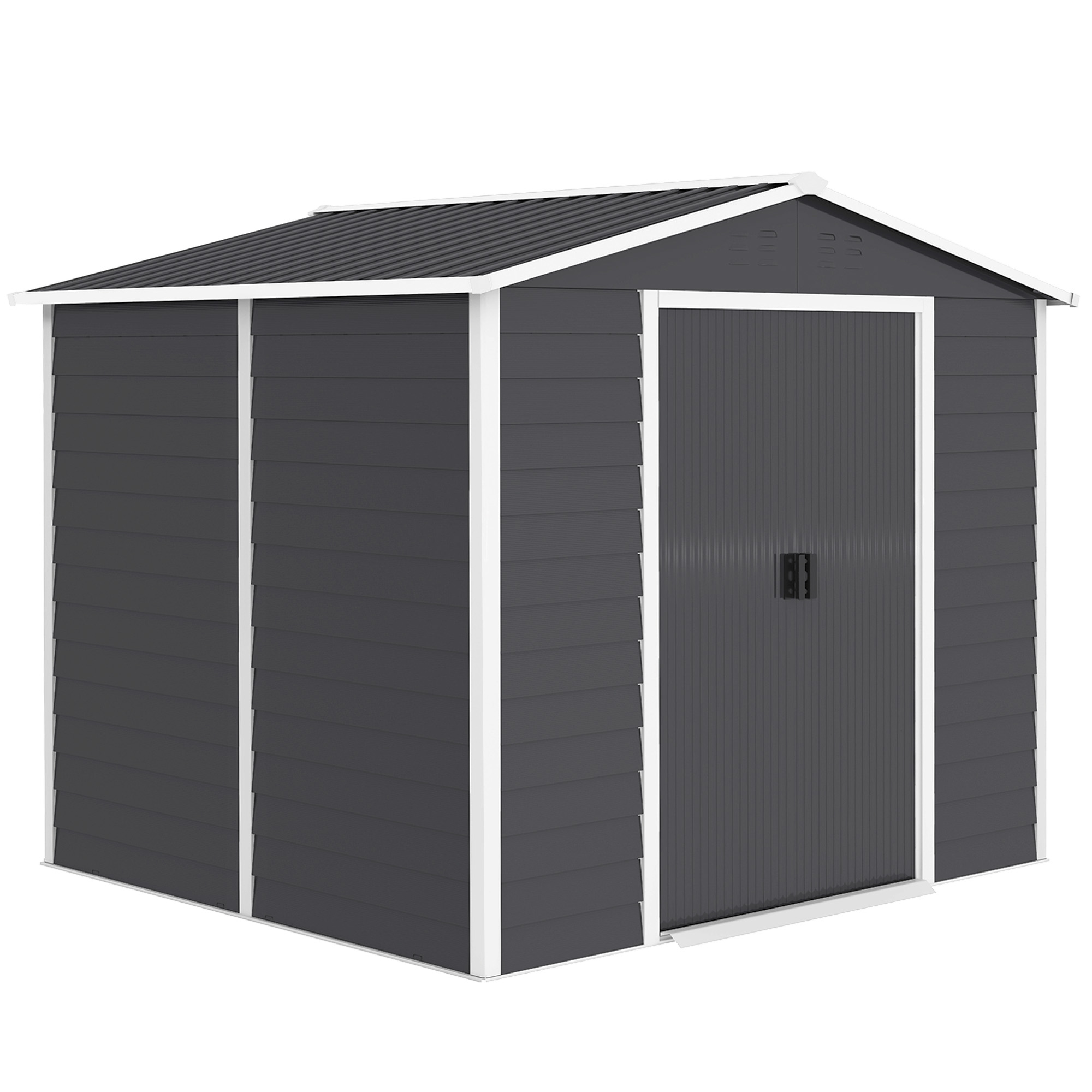 Metallinen puutarhavaja, säänkestävä ja ruostumaton, lukittava, 2,40 x 2,06 x 1,98 m, tummanharmaa
