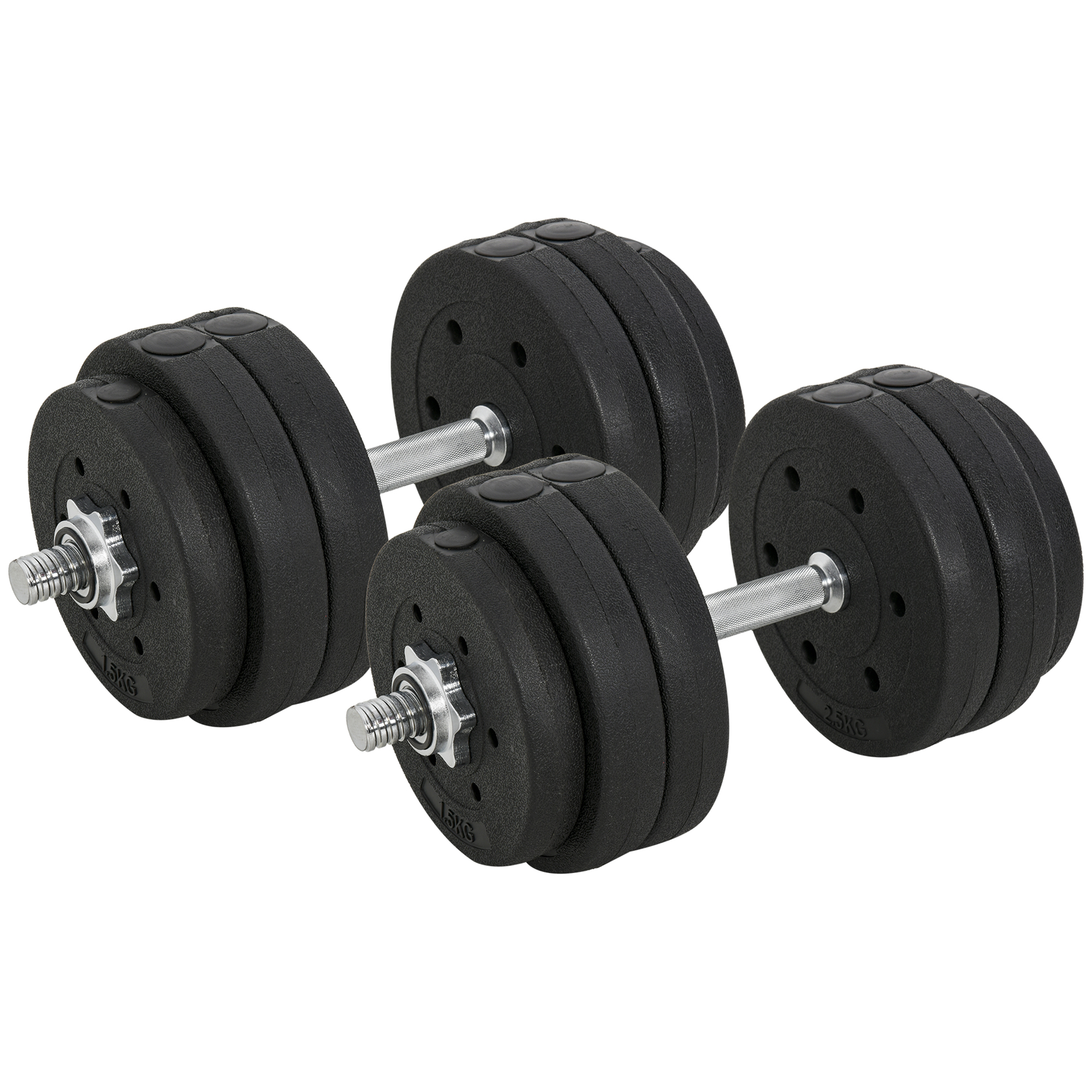 30 kg käsipainosetti painolevyillä kotiin, toimistoon, kuntosalille, terästä, keinonahkaa, musta, voimaharjoitteluun