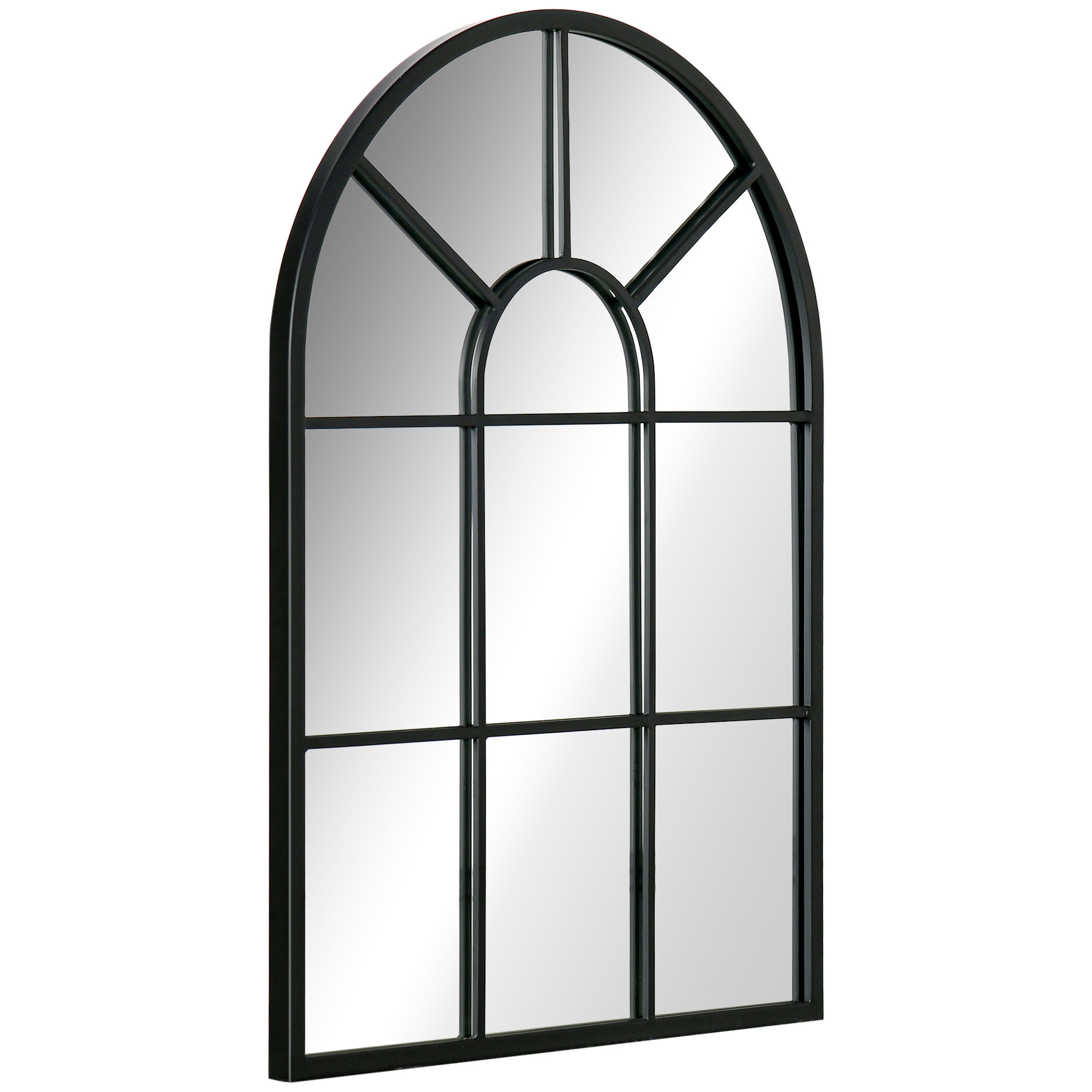 Seinäpeili, ikkunadesign, eteisen peili, metallirunko, 70x50 cm, musta