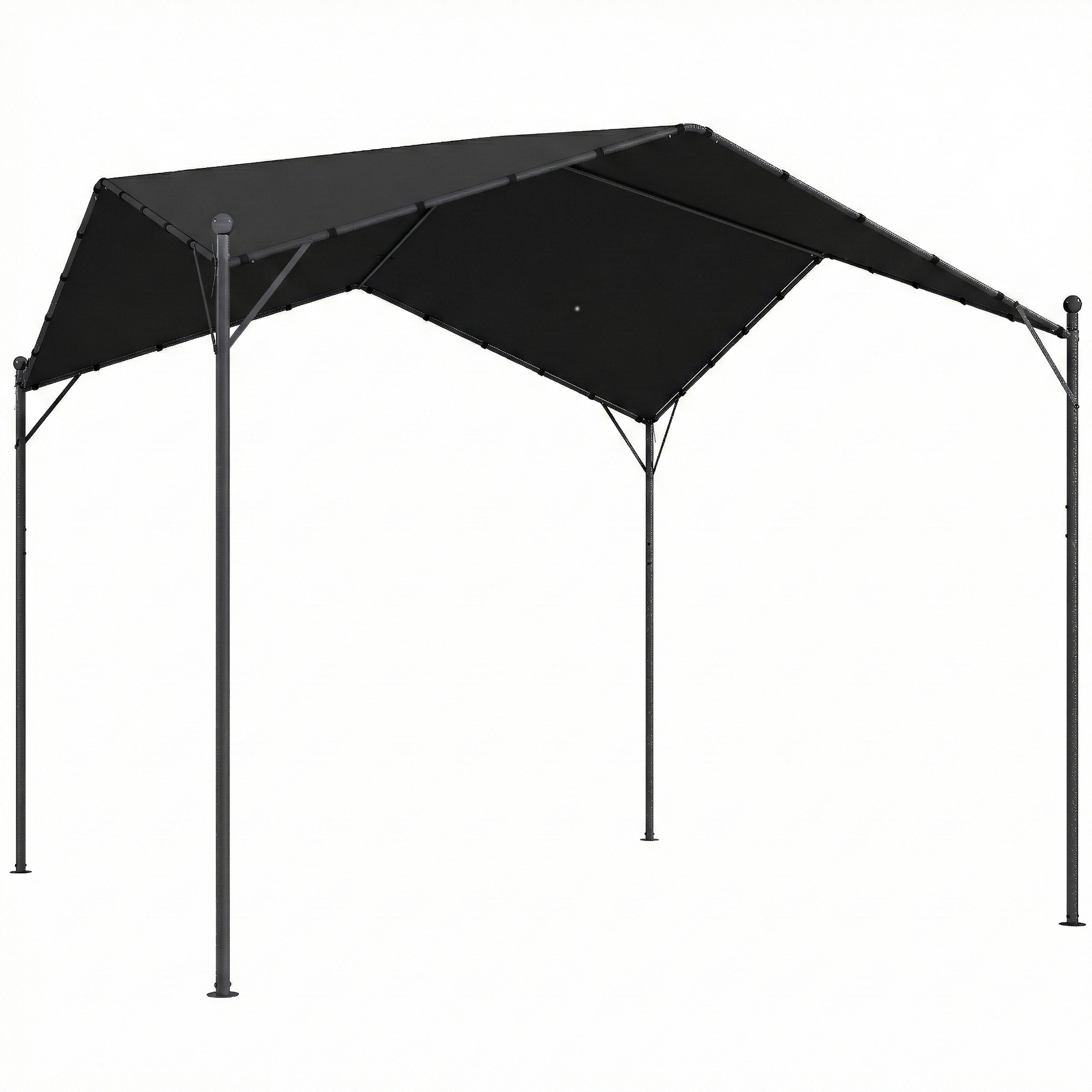 Pergola paviljon 3x3m vetthülgav stabiilne talvekindel päikesekaitsega viilkatuse ja kolmnurksete toestustega