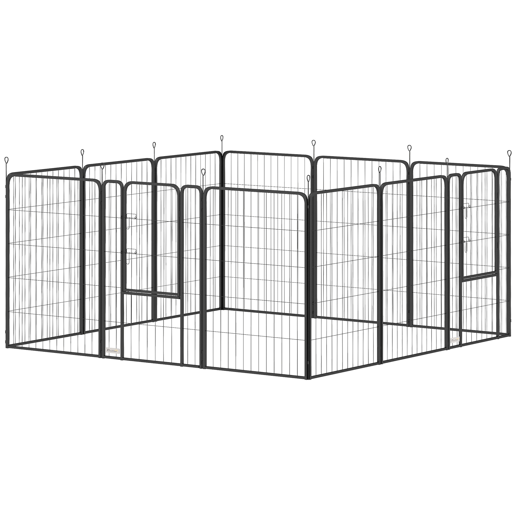 Pentujen leikkiaitaus, 12-osainen setti, jossa 12 verkkopaneelia, ovi, maakiilat, joustava taittorakenne ja 100 cm korkea suojapeite.