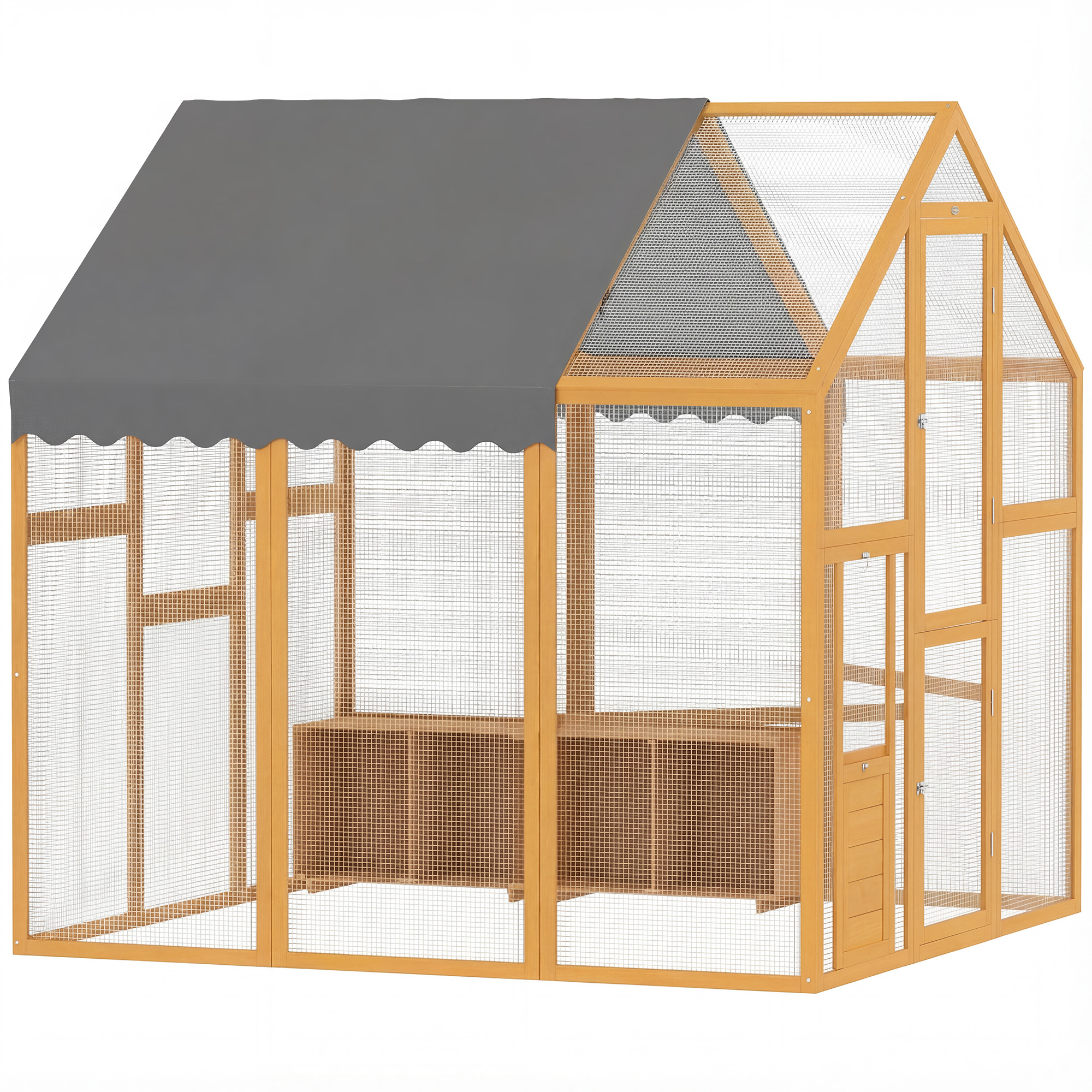 Kanala 3,07 m² Puinen aitaus vedenpitävällä kankaalla, turvalukolla, 6-8 kanalle 1,7 x 1,8 x 1,8 m