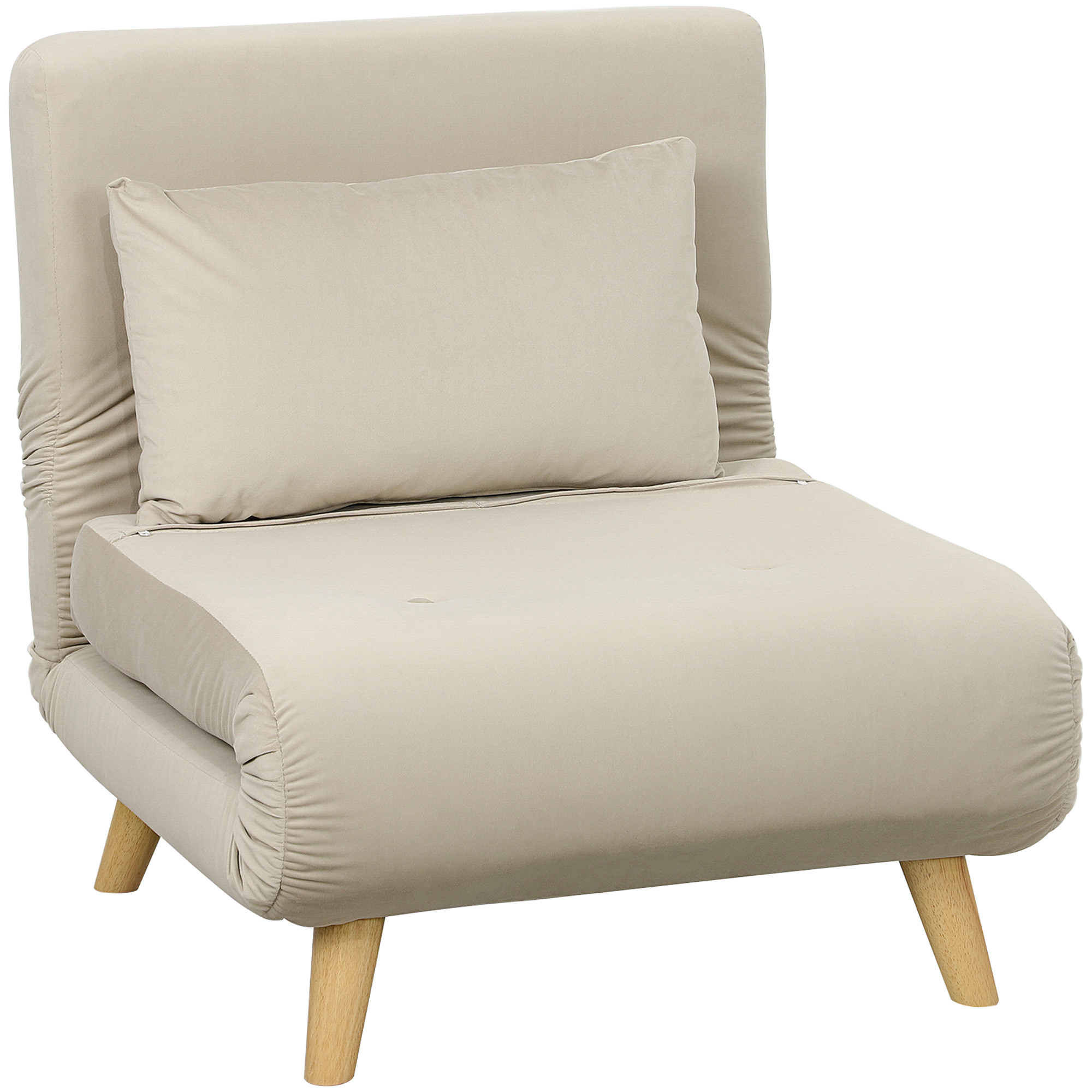 Kokoontaitettava nojatuoli sänkytoiminnolla, taitettava lepotuoli samettikuviolla, säädettävä selkänoja, kantavuus jopa 120 kg, beige