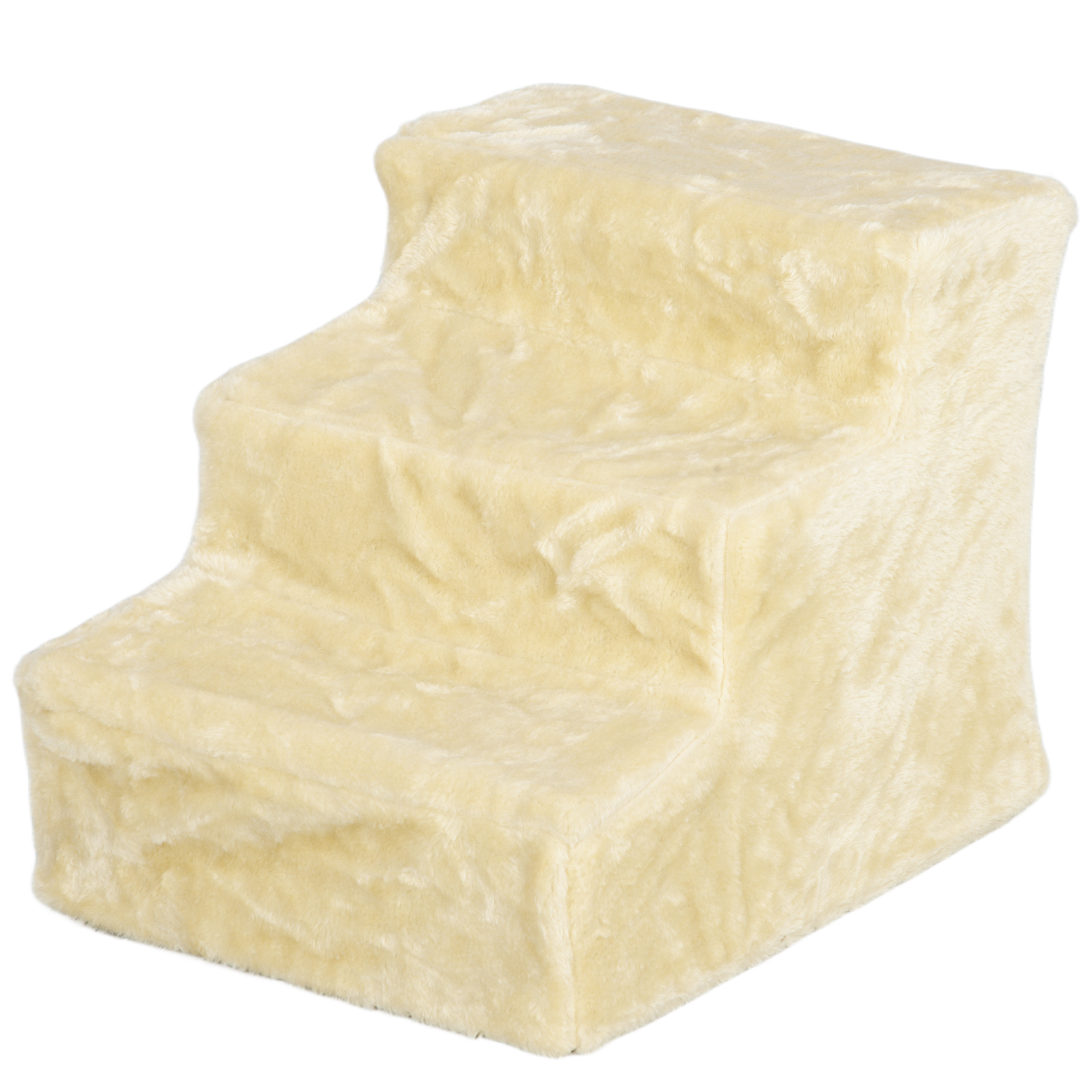 Kokoontaitettavat lemmikkiportaat, 3 askelmaa, pestävä pehmopäällinen, lastulevyä, 46 x 35 x 35 cm, beige