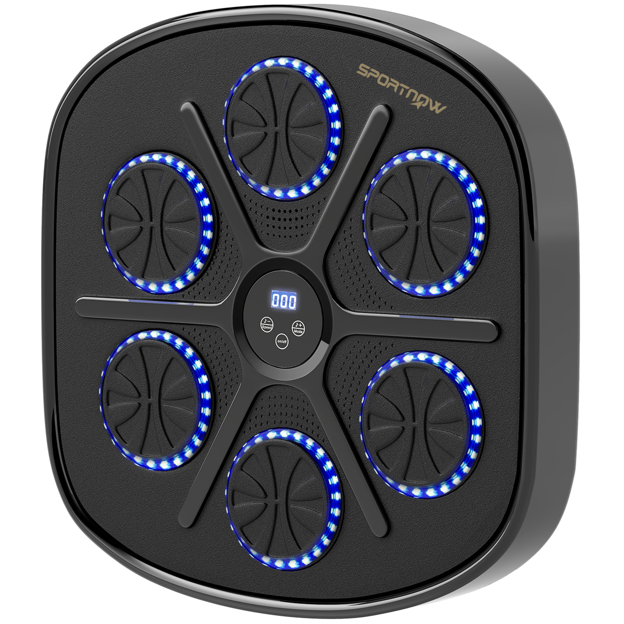 Musiikkinyrkkeilylaite, rytminen nyrkkeilylaite, 9 tilaa, Bluetooth, LED-valot, nyrkkeilyhanskoilla, musta