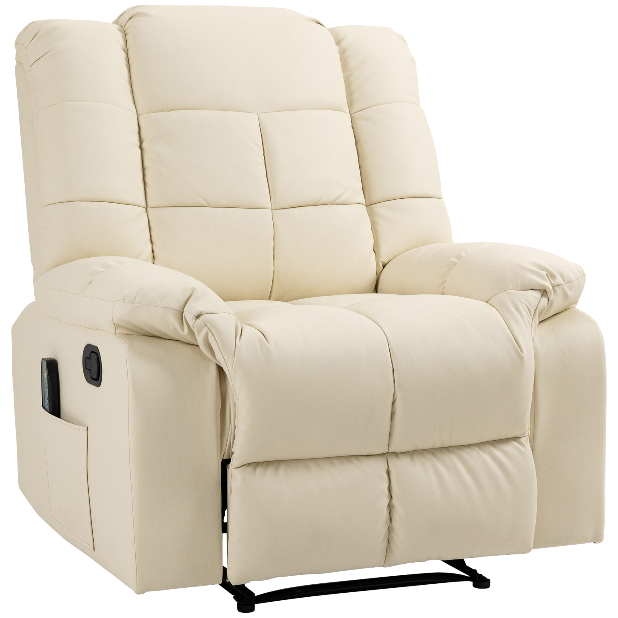 HOMCOM massaažitool lamav tugitool 8 vibratsioonipunkti lamamisfunktsioon kunstnahk kreemvalge 94x99x99cm