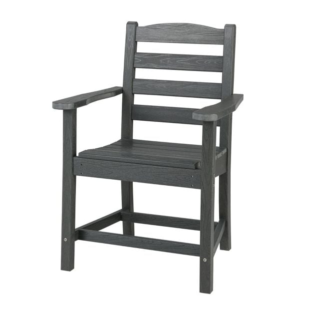 Terassituoli HDPE, säänkestävä Adirondack-nojatuoli kaarevalla istuimella - harmaa