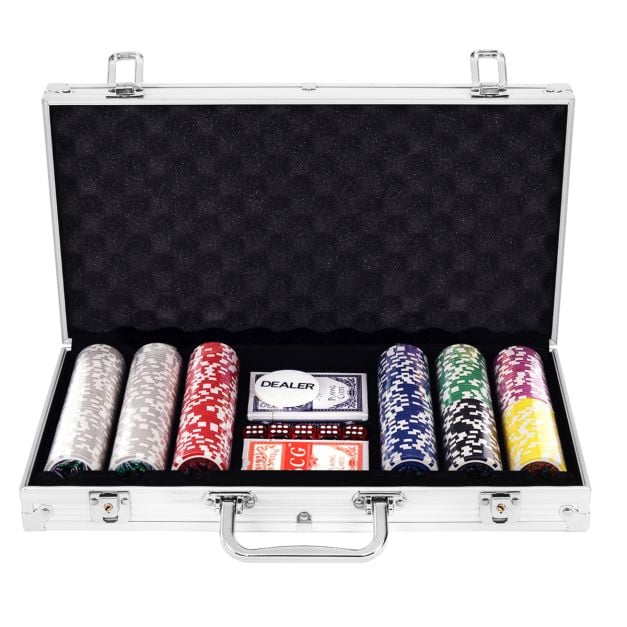 Pokeripelimerkkisetti alumiinikotelossa Texas Hold’em -pokerisetti - hopea