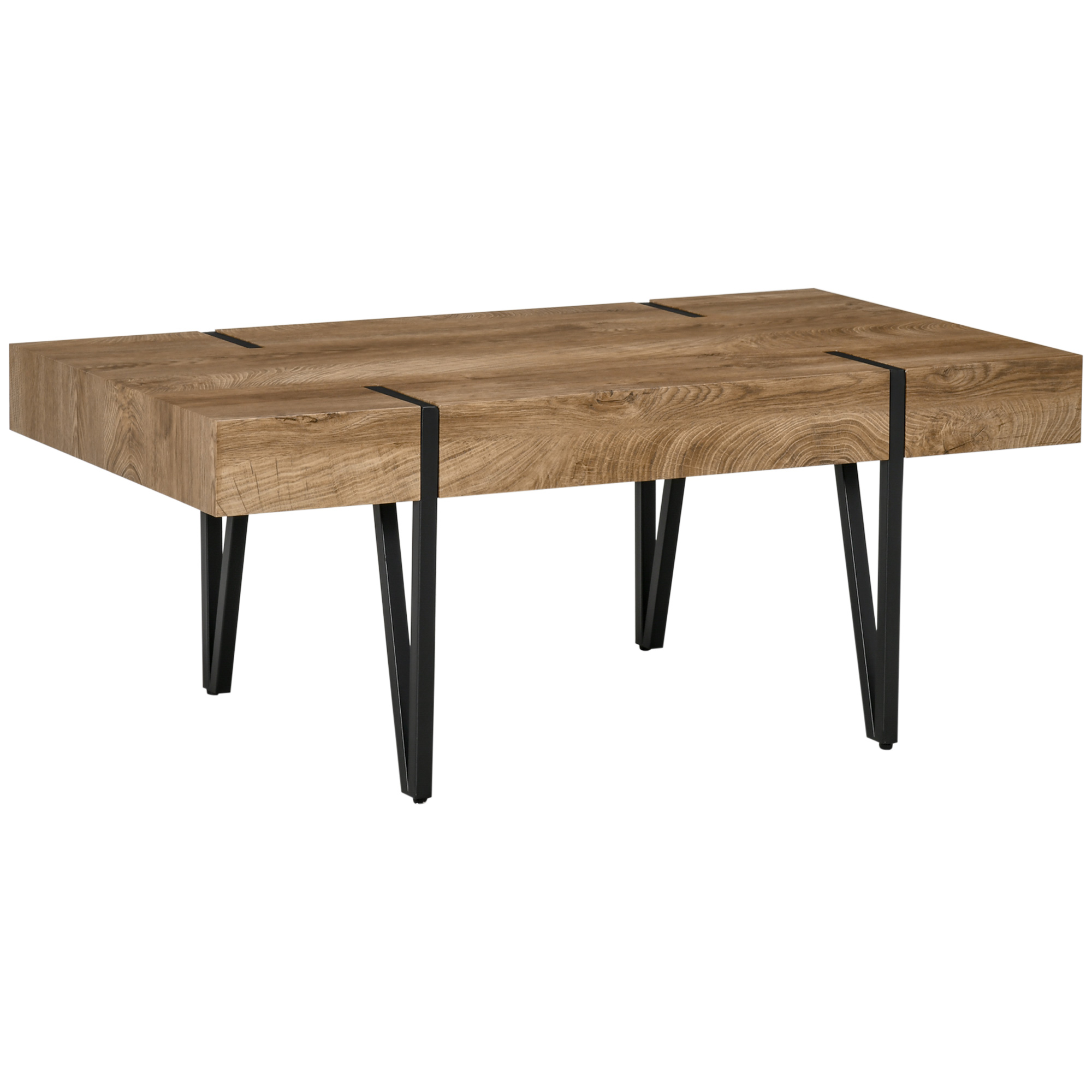 Teollisuustyylinen sohvapöytä, 105 cm x 60 cm x 42 cm, musta + ruskea