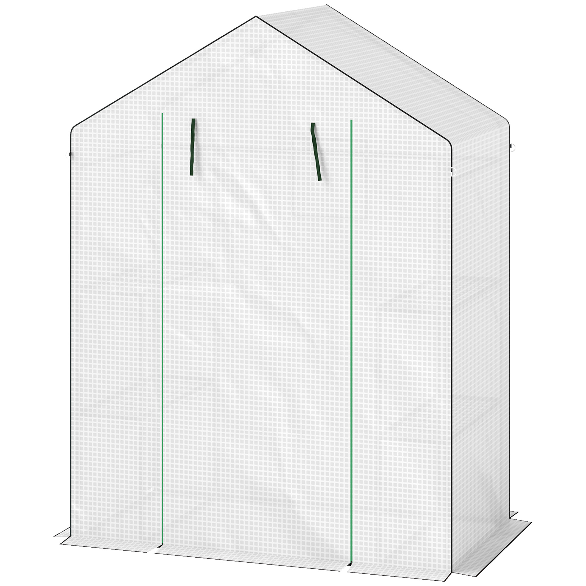 Kasvihuone hyllyillä, minikasvihuone, UV-suojattu, verkkoikkunat, vetoketjullinen ovi, 143 x 74 x 190 cm, valkoinen