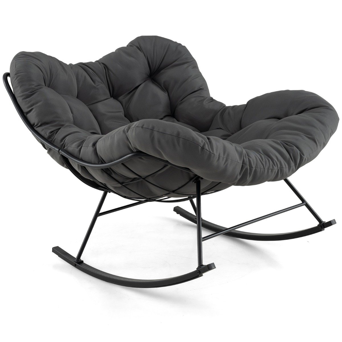 Ylisuuri Egg Papasan -tuoli pehmustetulla tyynyllä kuistille - harmaa