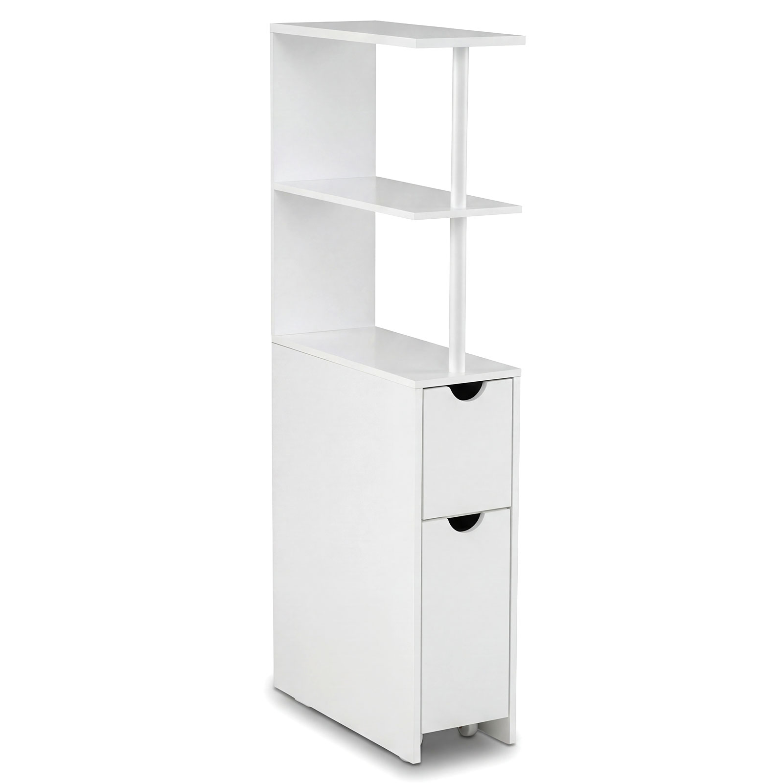 Slim Storage -erilliskaappi avohyllyillä - valkoinen