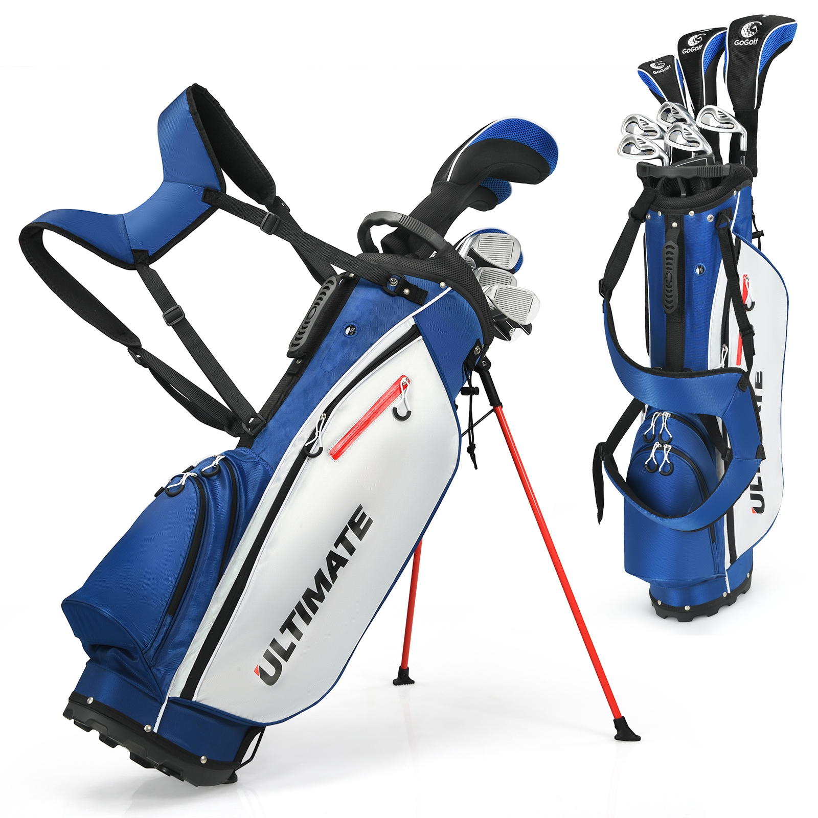 9-osainen aloittelijan golfmailasetti ja kolmijalkapussi, ergonominen muotoilu, kestävä metalli