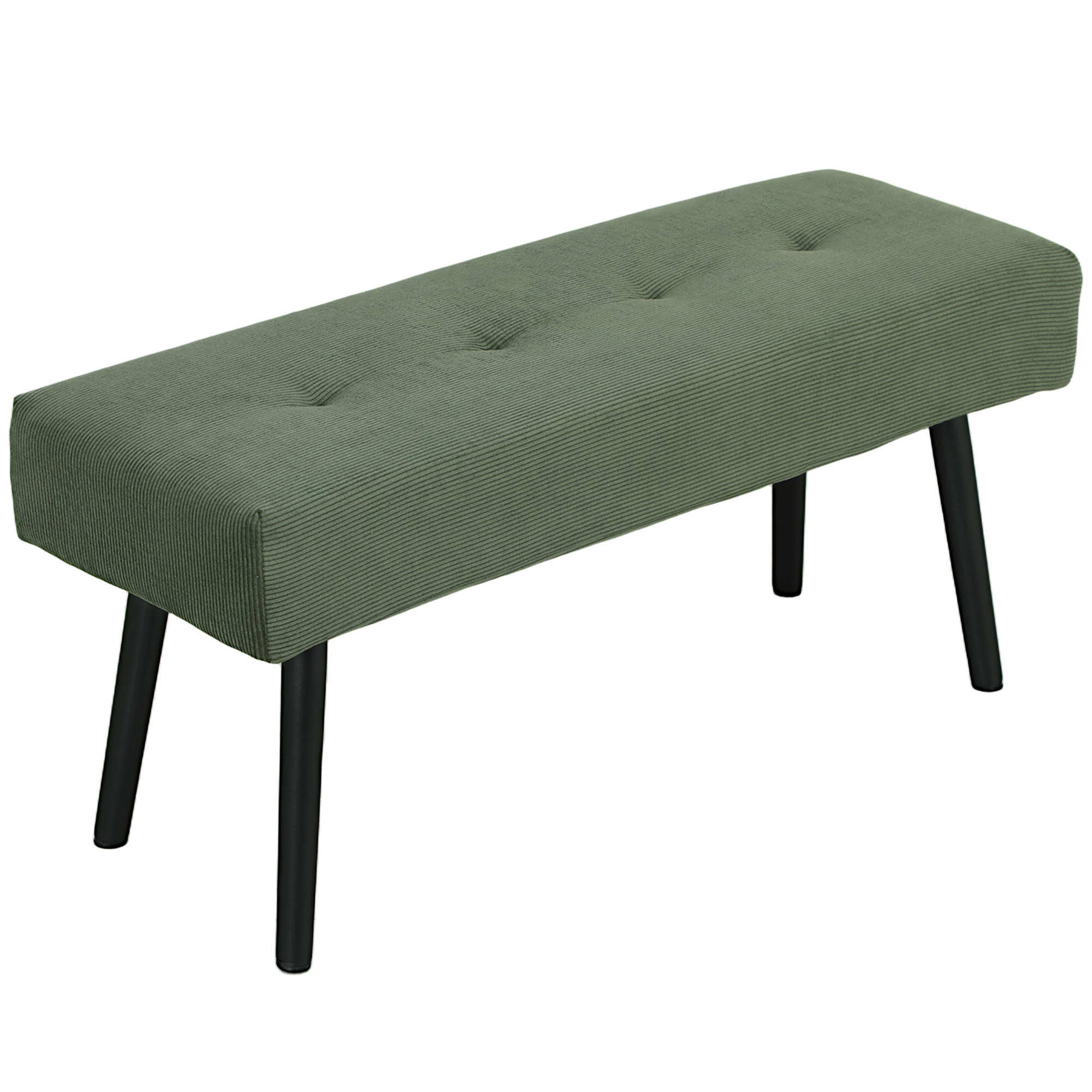 Verhoiltu penkki samettipäällisellä, sängynpenkki metallijaloilla, kenkäpenkki 100 x 36 x 45 cm Vihreä