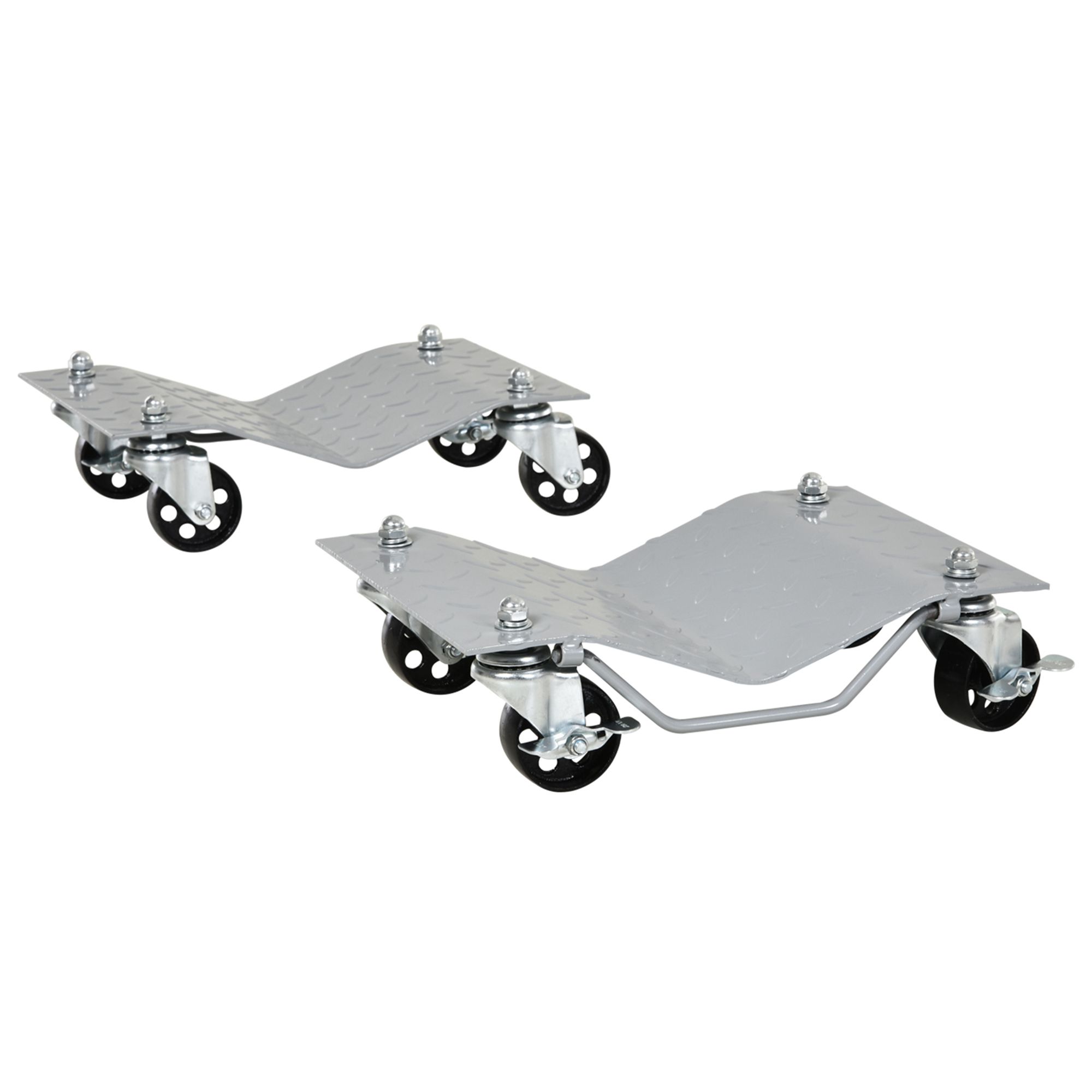 Autotunkki, 2 osaa, renkaanvaihtoapuväline, 4 pyörällä varustettu autontunkki autoille, harmaa, 40,5 x 30 x 13,5 cm