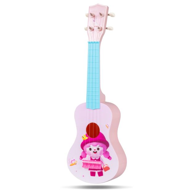 Nelja nailonkeele ja 12 astmetraadiga (fret) mini-mänguukulele lastele ja algajatele (pikkus 21 tolli), roosa