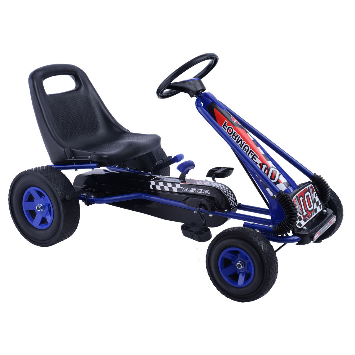 4 pyörää lapsille ratsastaa poljinmoottoripyörällä Go Kart Racer -auto ulkona leikkivä lelu - sininen