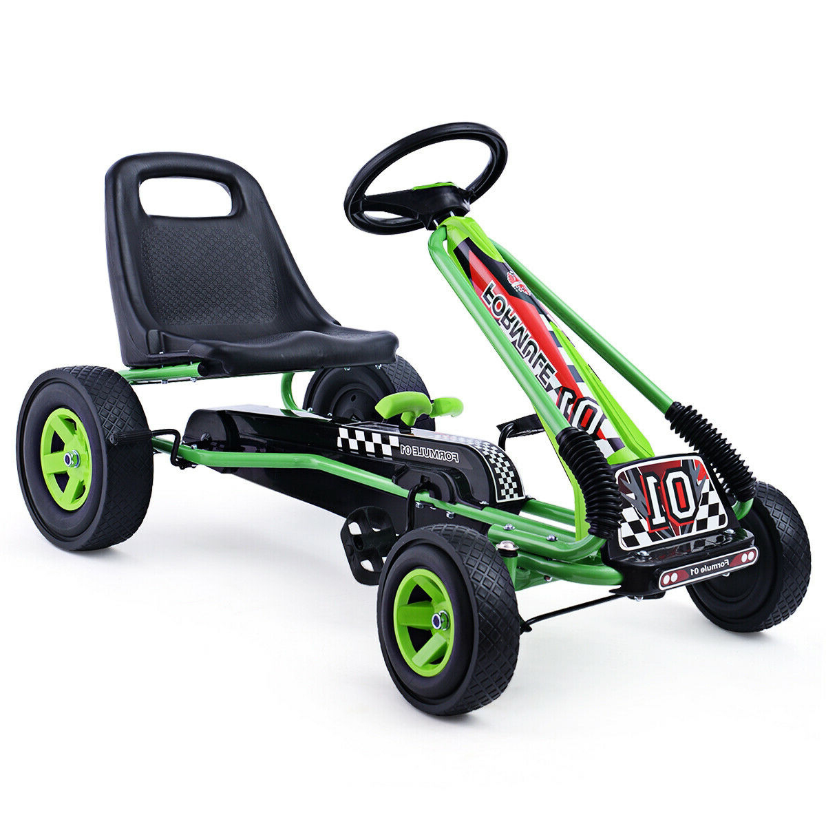 4 pyörää lapsille ratsastaa poljinmoottoripyörällä Go Kart Racer -auto ulkona leikkimään lelu - vihreä