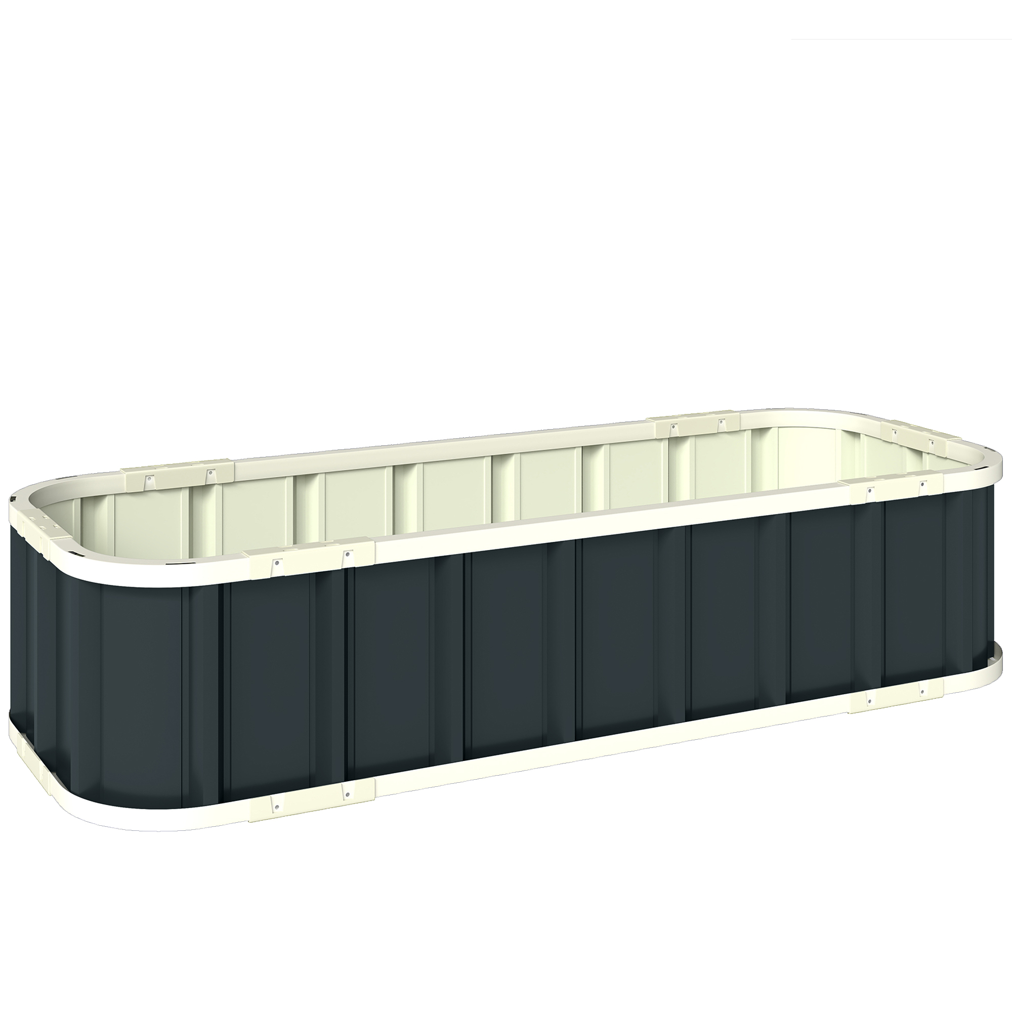 Terasest kõrgpeenar istutuspeenar klõpskinnitustega volditud serv külmraam 136 x 52 x 31 cm tumehall