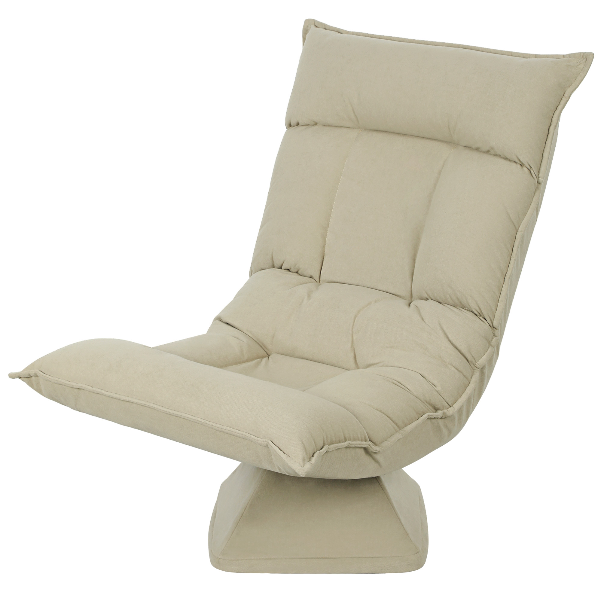 Lattiatuoli, jossa 5-asentoon säädettävä selkänoja, pyörivä, moderni verhoiltu tuoli, beige