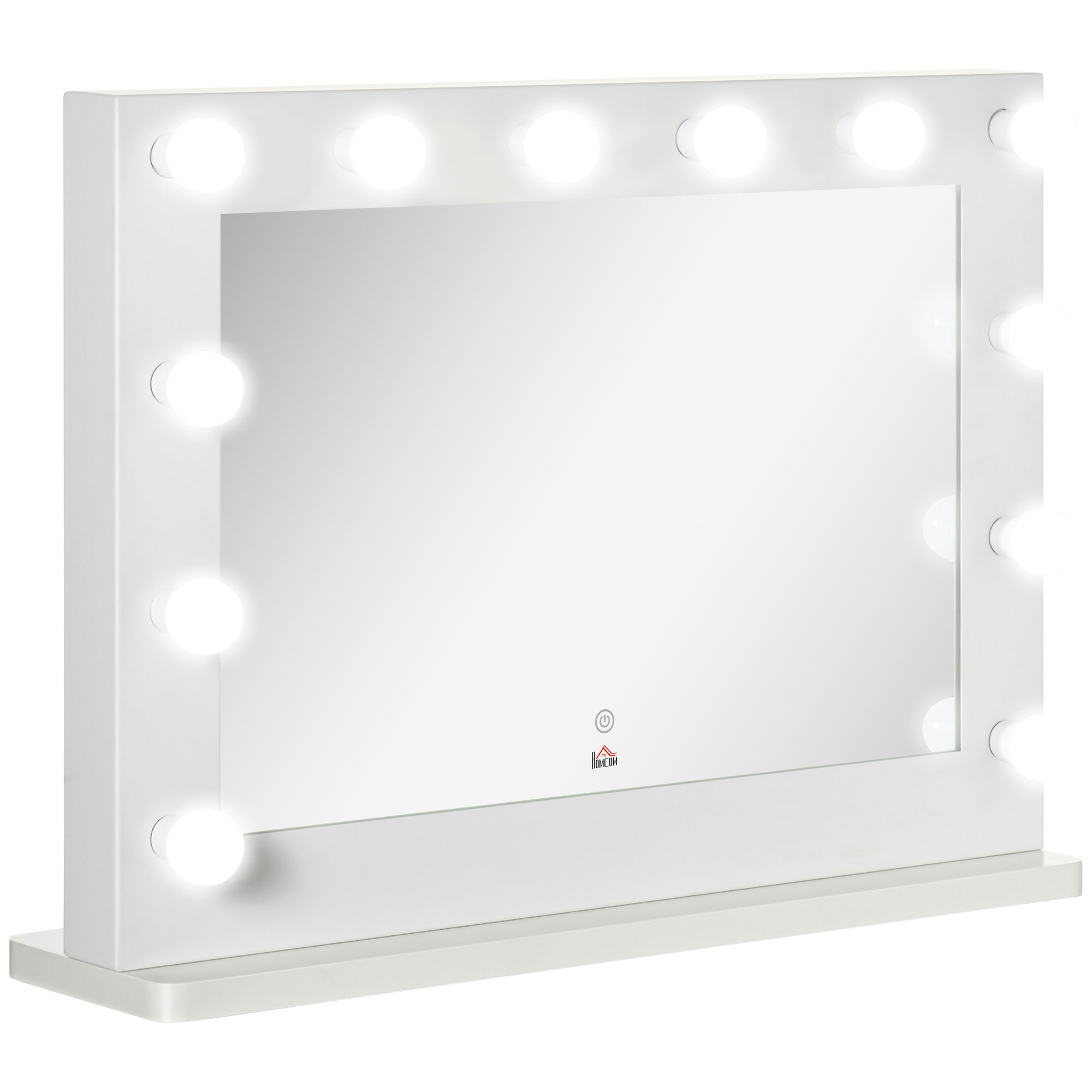Hollywood-peili valaistuksella, kosketusohjauksella, muistitoiminnolla, 12 himmennettävällä LED-lampulla, valkoinen, 80 x 60 cm