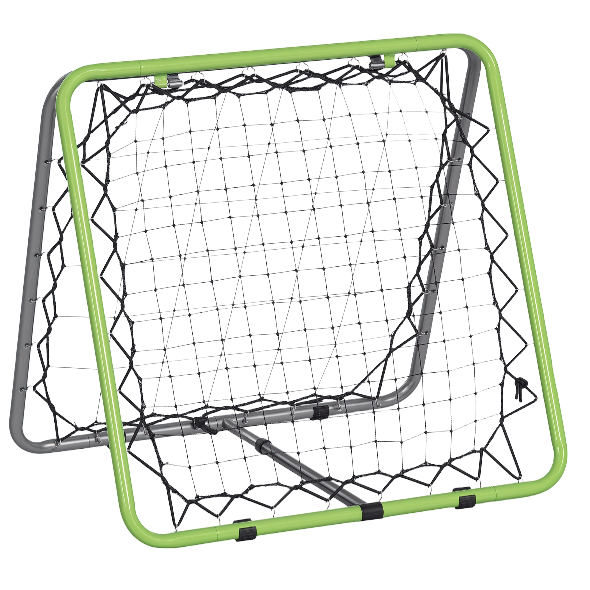 Jalkapallon paluupallomaalin paluupalloverkko baseballiin ja koripalloon, kaksipuolinen paluupallo, säädettävä 5 asentoon, metalli, vihreä ja musta, 75 x 75 x 64 cm