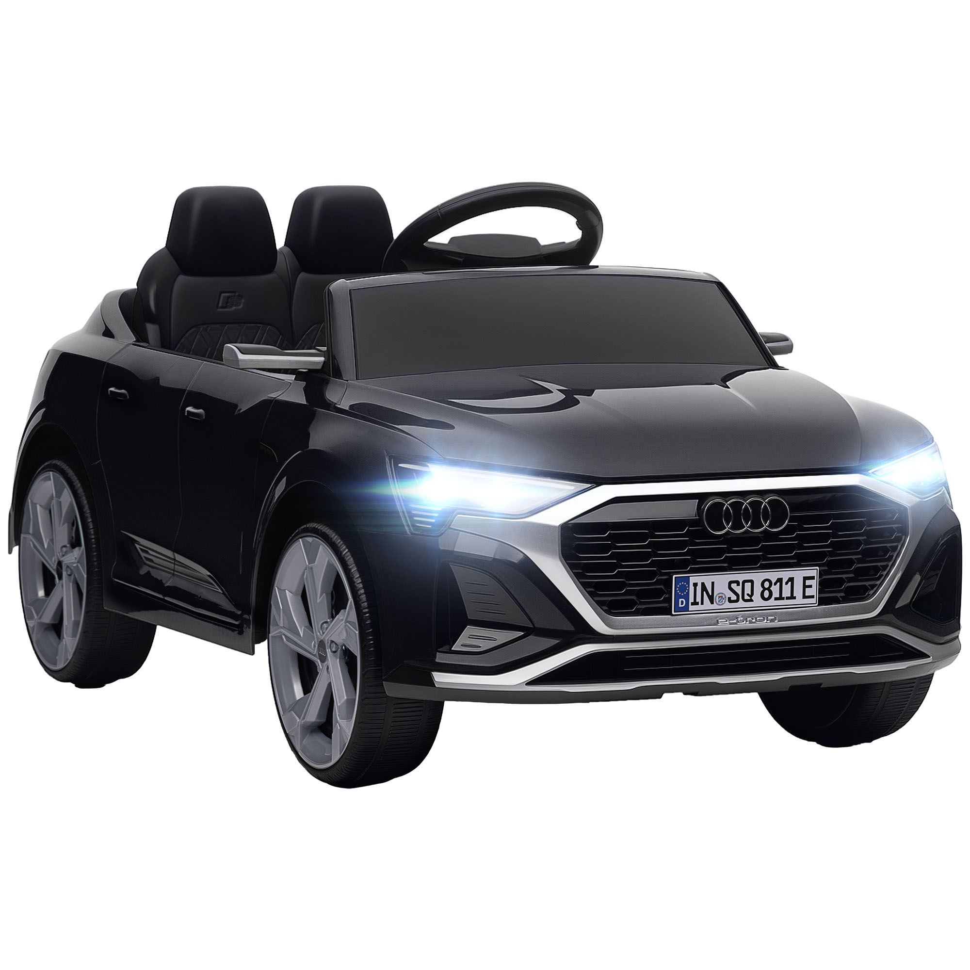 Sähköinen lastenauto, 12 V Audi Q8, 3–5 km/h, kaukosäädin, ajovalot, musiikki, musta