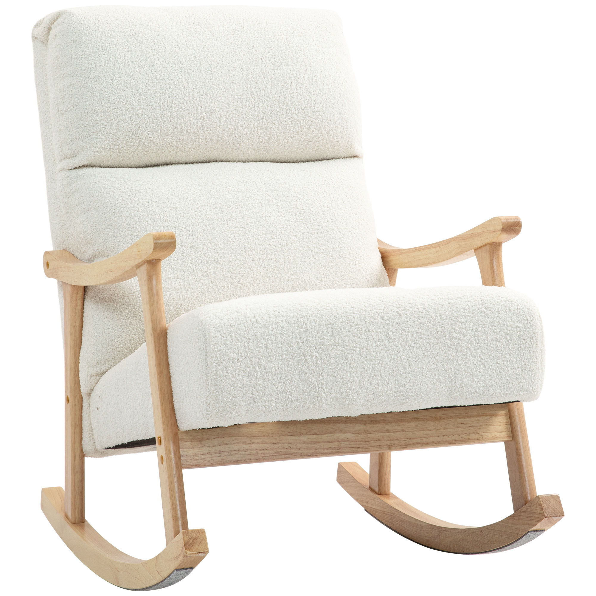Keinutuoli, samettikuvioinen kangasverhoilu, ergonominen selkänoja, kantavuus 120 kg, 65 x 90 x 98 cm, kermanvalkoinen