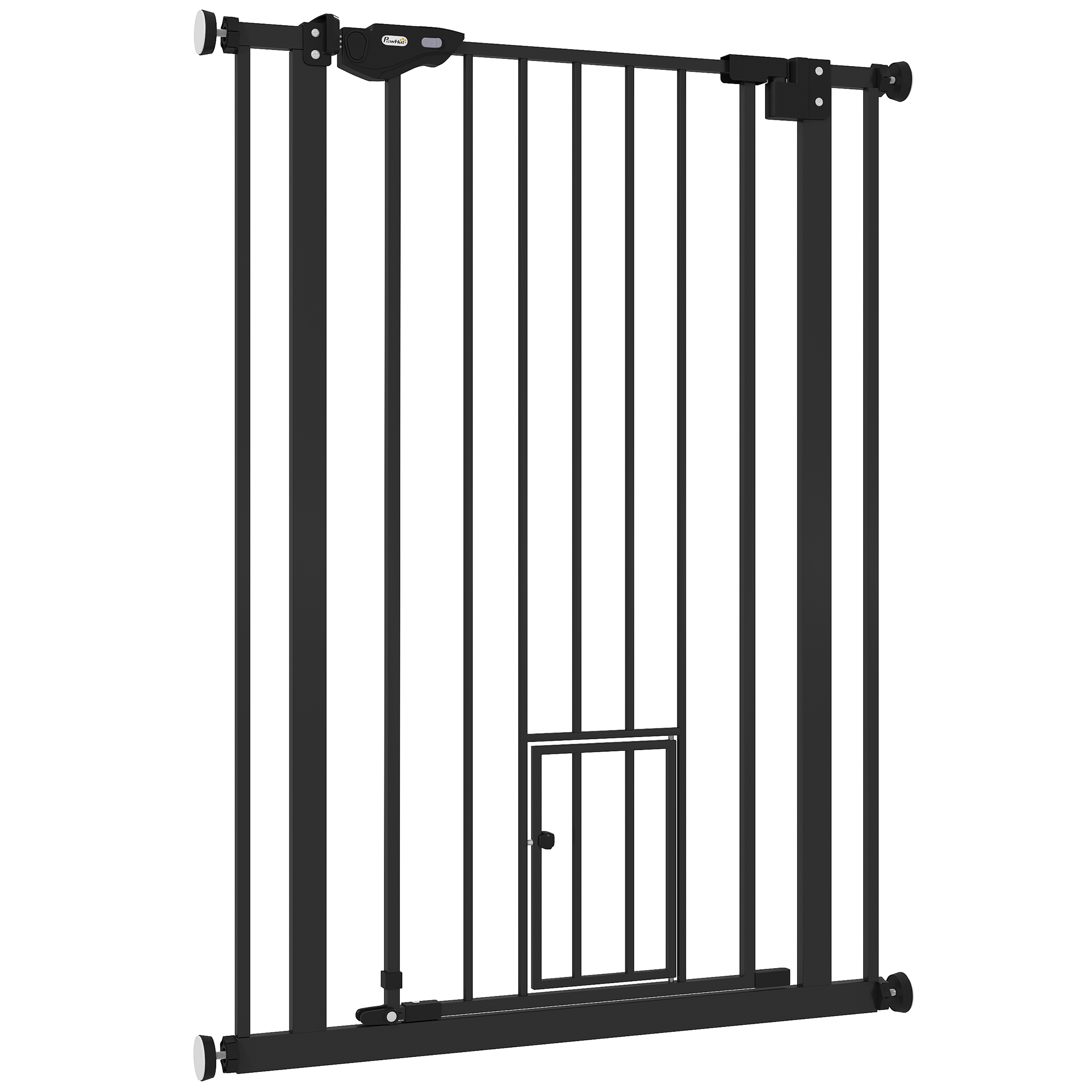 Koiraportti, kaksoislukitusmekanismi, itsestään sulkeutuva ovi, 104 cm korkea, terästä, musta