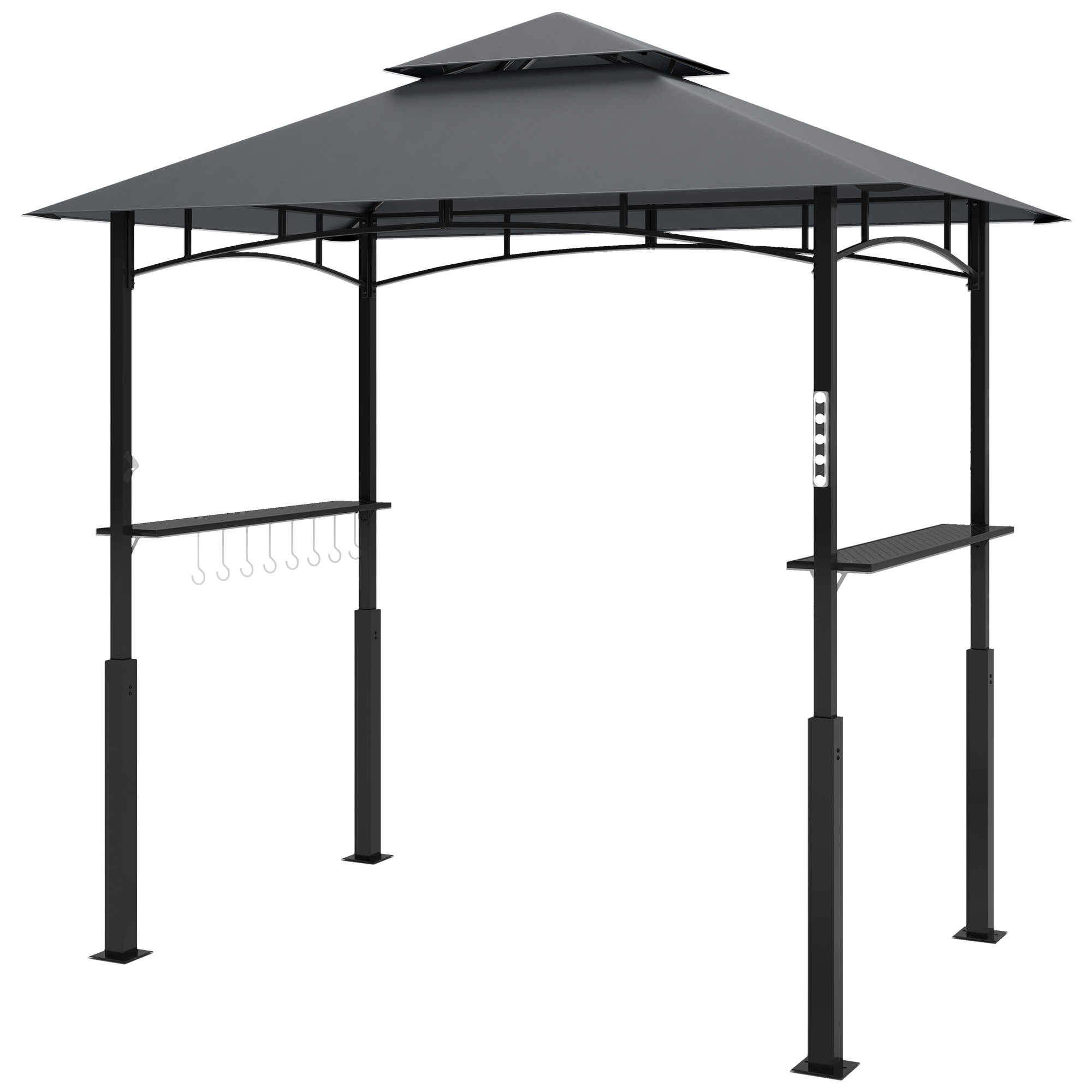 Grillpaviljon aiagrilltelk vürtsiriiulitega LED-valgustus metall plastik 243P x 148L x 248K cm hall