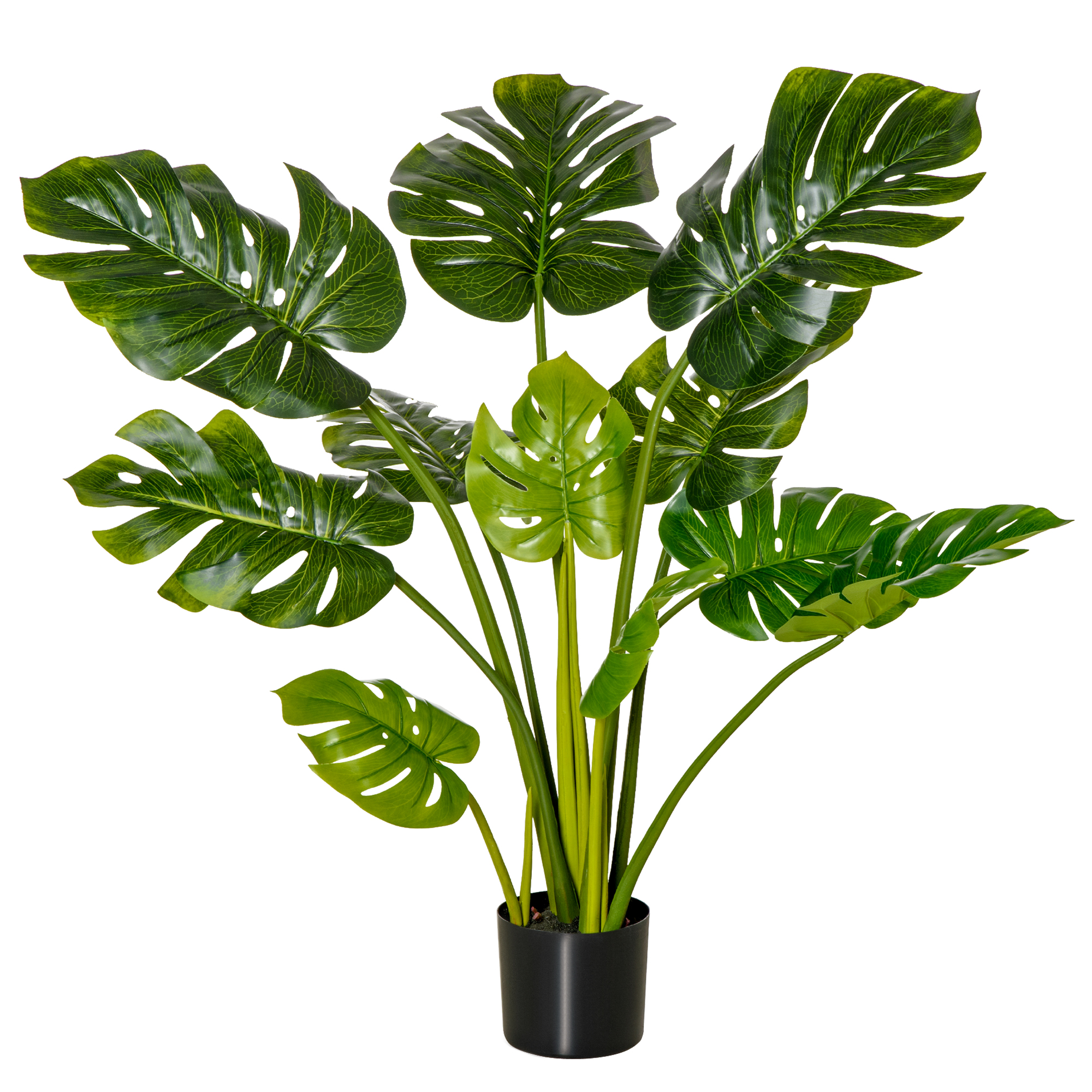 Keinotekoiset kasvit 110 cm keinotekoiset Monstera-keinotekoiset kasvit ruukussa keinotekoinen puu huonekasvi koristekasvi toimistokasvi muoviruukku sisä- ja ulkokäyttöön