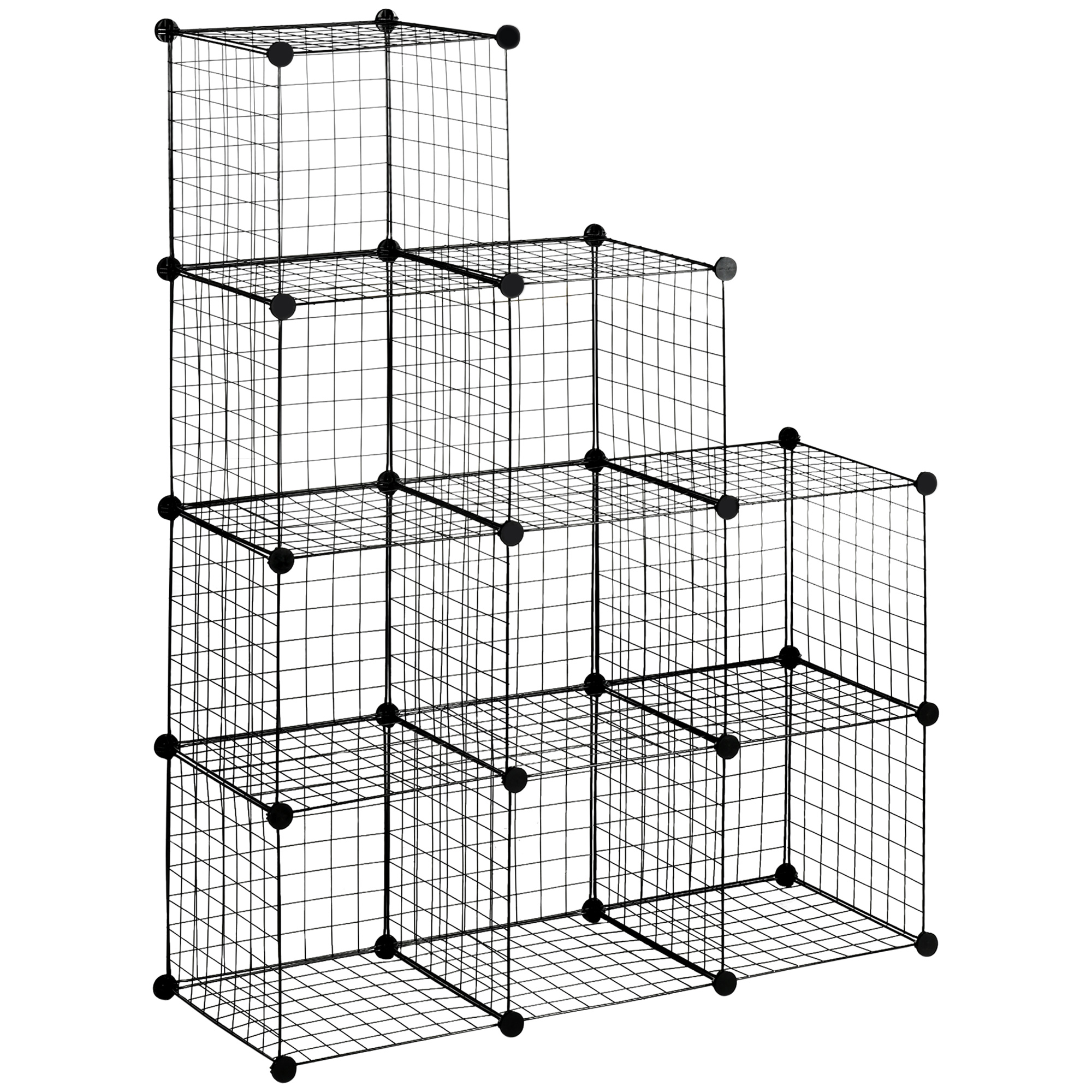 Modulaarinen hyllykkö, kuutiohylly, kenkäteline, 9 kuutiota, modulaarinen muotoilu, terästä, musta, 35 x 35 x 35 cm kuutiota kohden