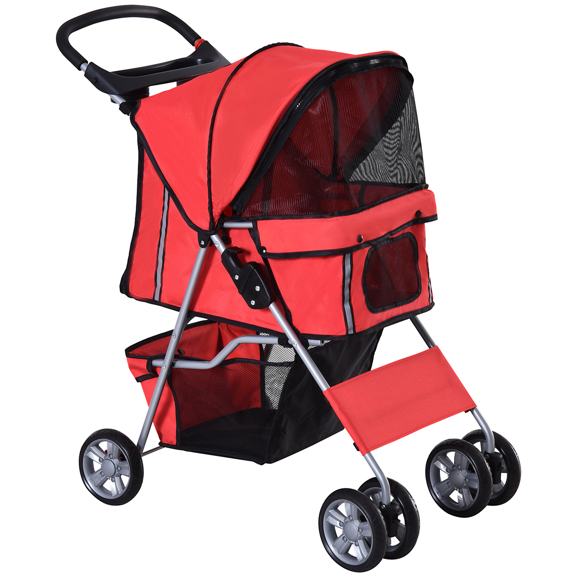 Koerakäru/koerakäru kuni 10 kg kokkupandav topsihoidja ja päikesesirmi punane