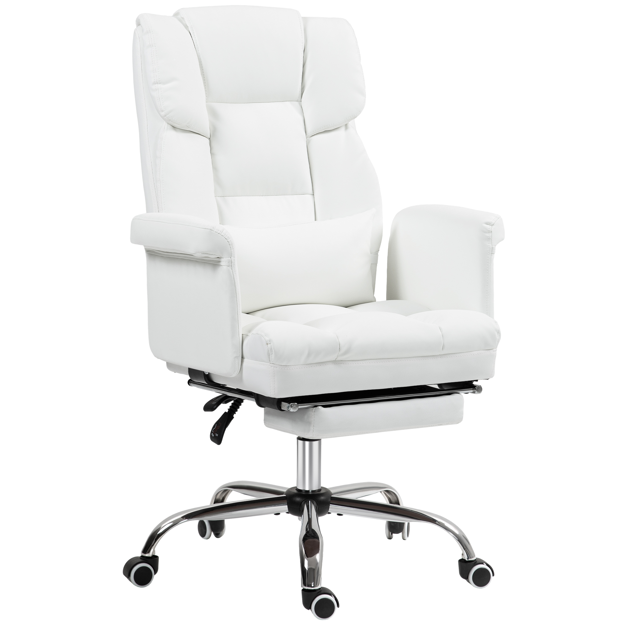 Ergonominen työtuoli, korkeussäädettävä 48-56 cm, kallistuva selkänoja, jalkatuki, valkoinen