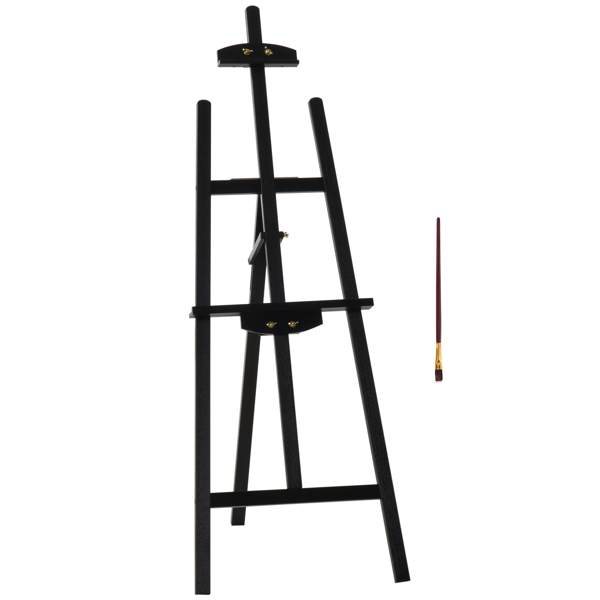 Puinen maalausteline, 134,5 cm korkea, enintään 108 cm kokoisille kankaille, kenttämaalausteline, studiomaalausteline maalaukseen, luonnosteluun, häihin, näyttelyihin, musta