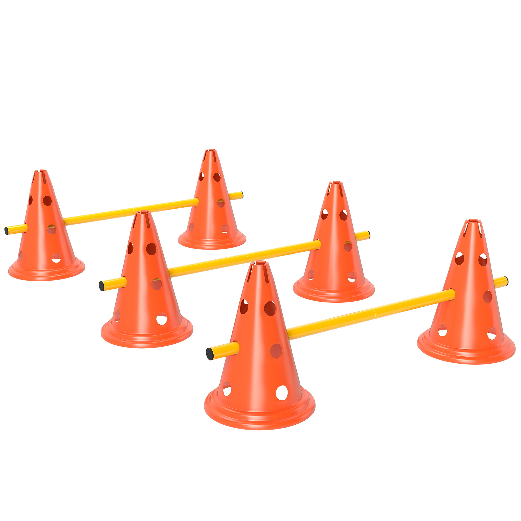 Agility-setti koirille: 3-osainen agilityvälinesarja koirankoulutukseen, sisältää 6 kartiota, 3 aitaa ja kantolaukun.