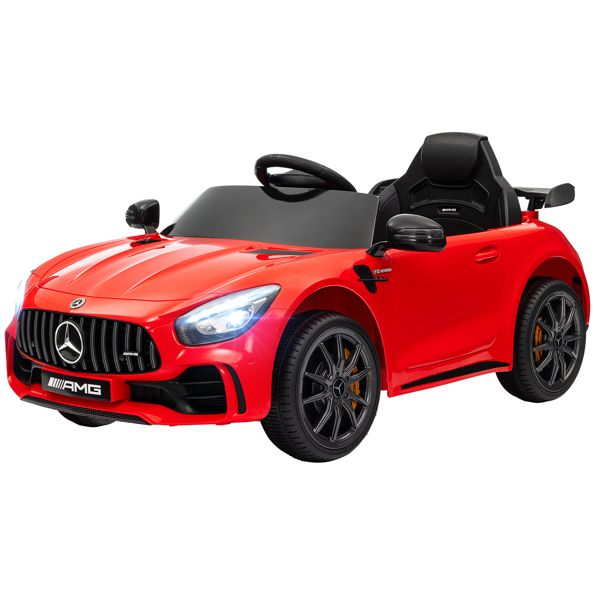 Sähköinen lastenauto, Mercedes, 3-5 km/h, kaukosäädin, valot ja musiikki, punainen
