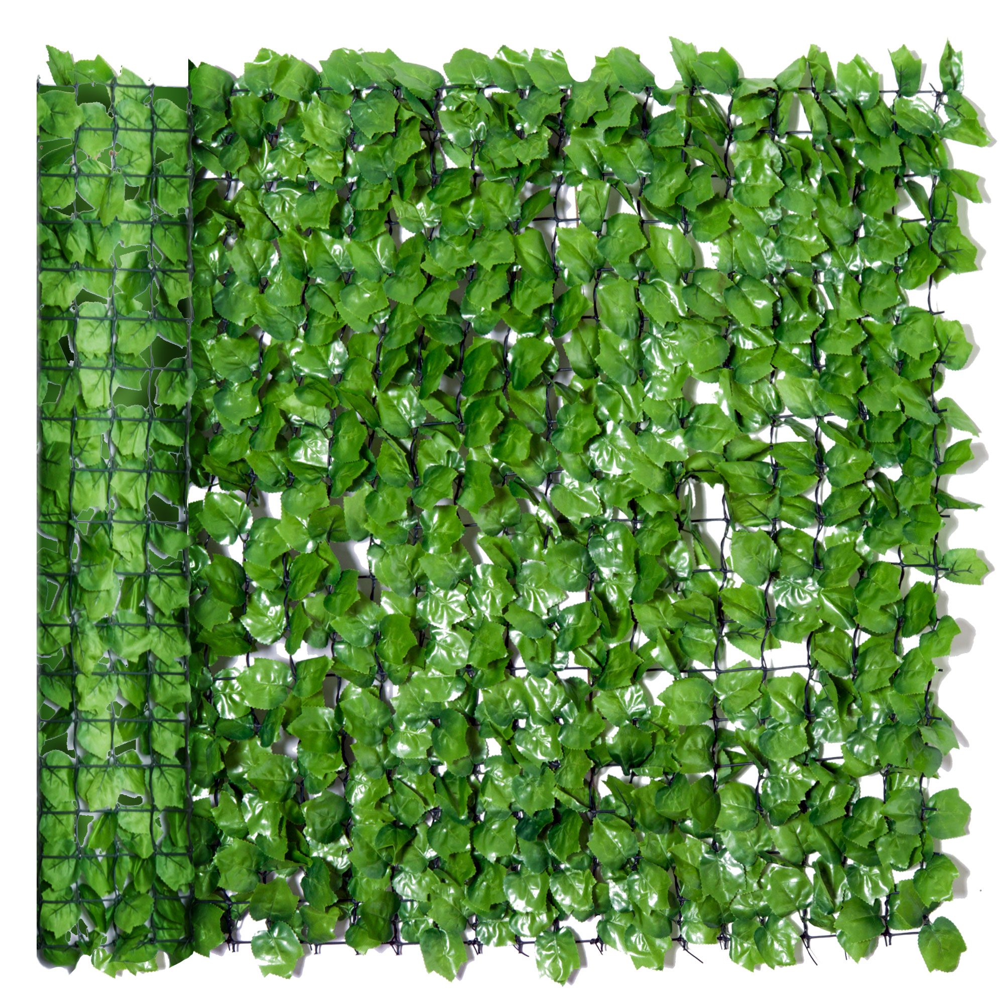 Keinotekoinen pensasaidan yksityisyyssuoja, UV-suojattu, yksityisyyssuojan ruudukko lehdillä, pensasaita, 300 x 100 cm, vihreä