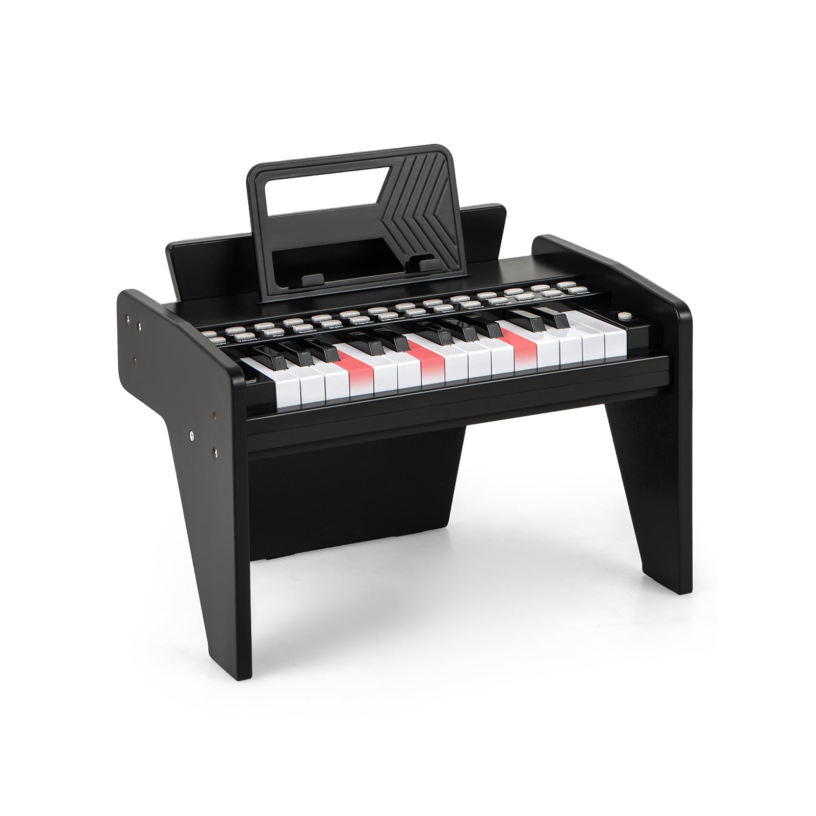 25 kosketinta lasten pianokoskettimisto säädettävällä nopeudella ja äänenvoimakkuudella - musta