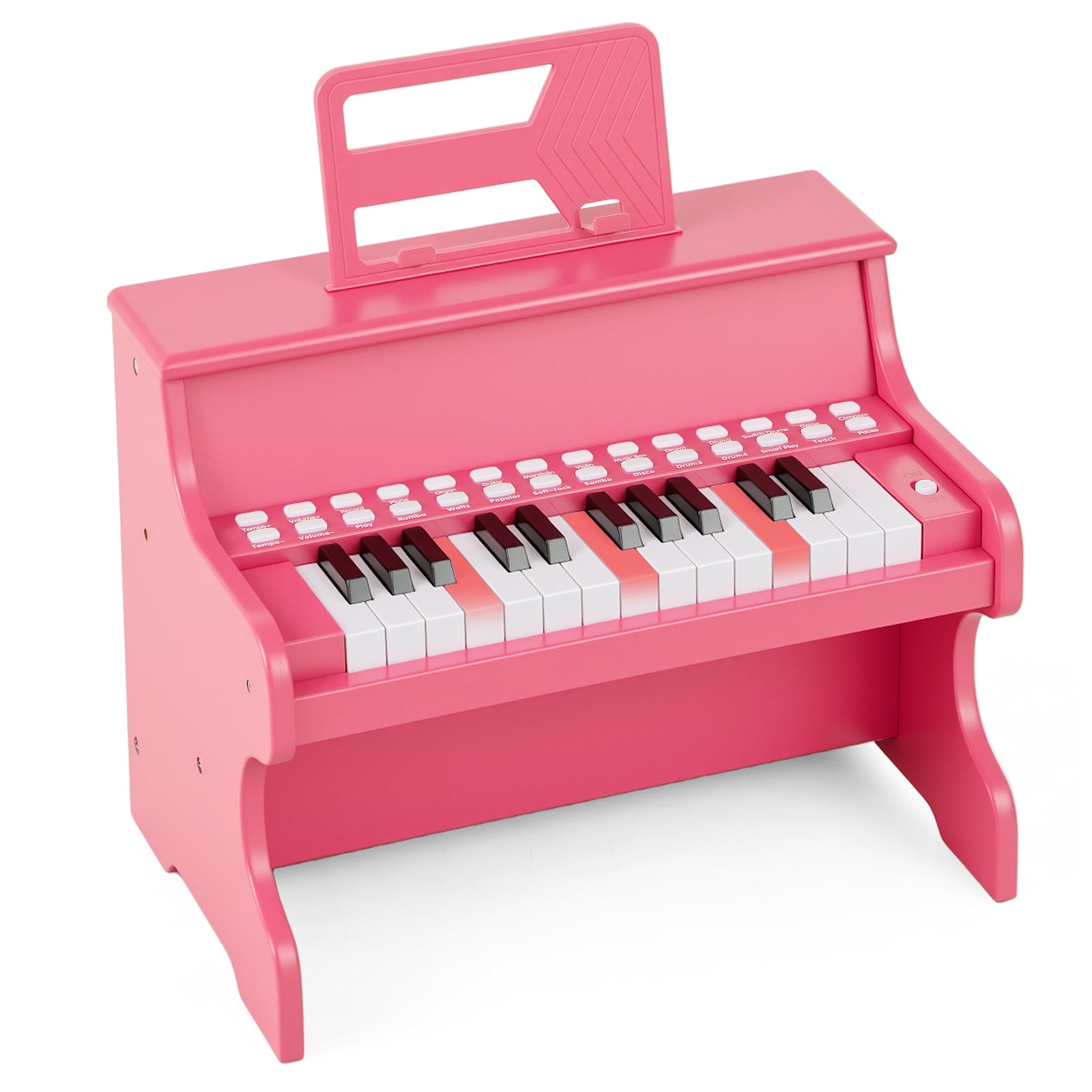 25 kosketinta lasten pianokoskettimistolle, jossa säädettävä nopeus ja opetustila - vaaleanpunainen